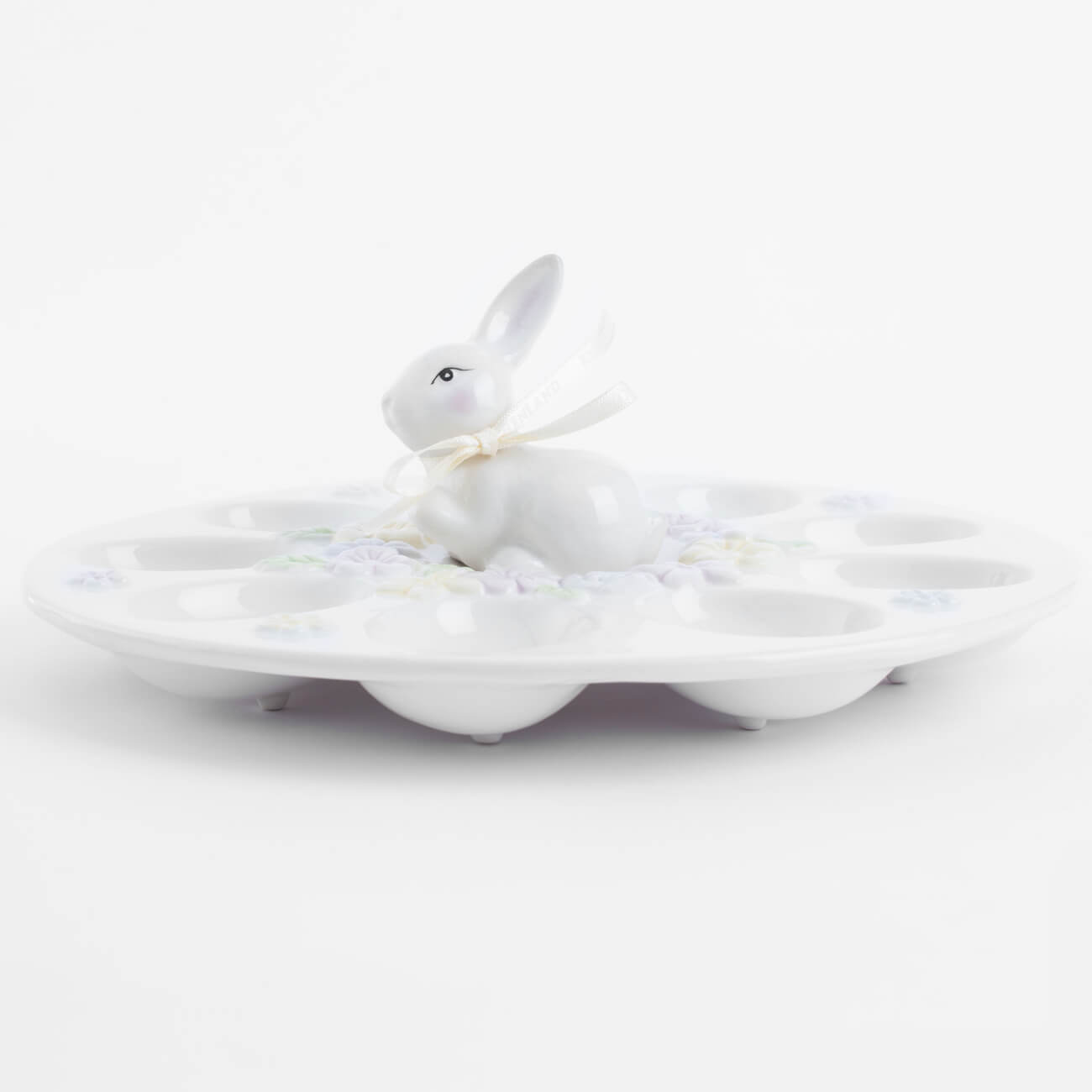 блюдо пасхальное 20 см 8 отд керамика белое с золотистым кантом кролик easter gold Блюдо пасхальное, 23 см, 9 отд, керамика, белое, Кролик в цветах, Easter