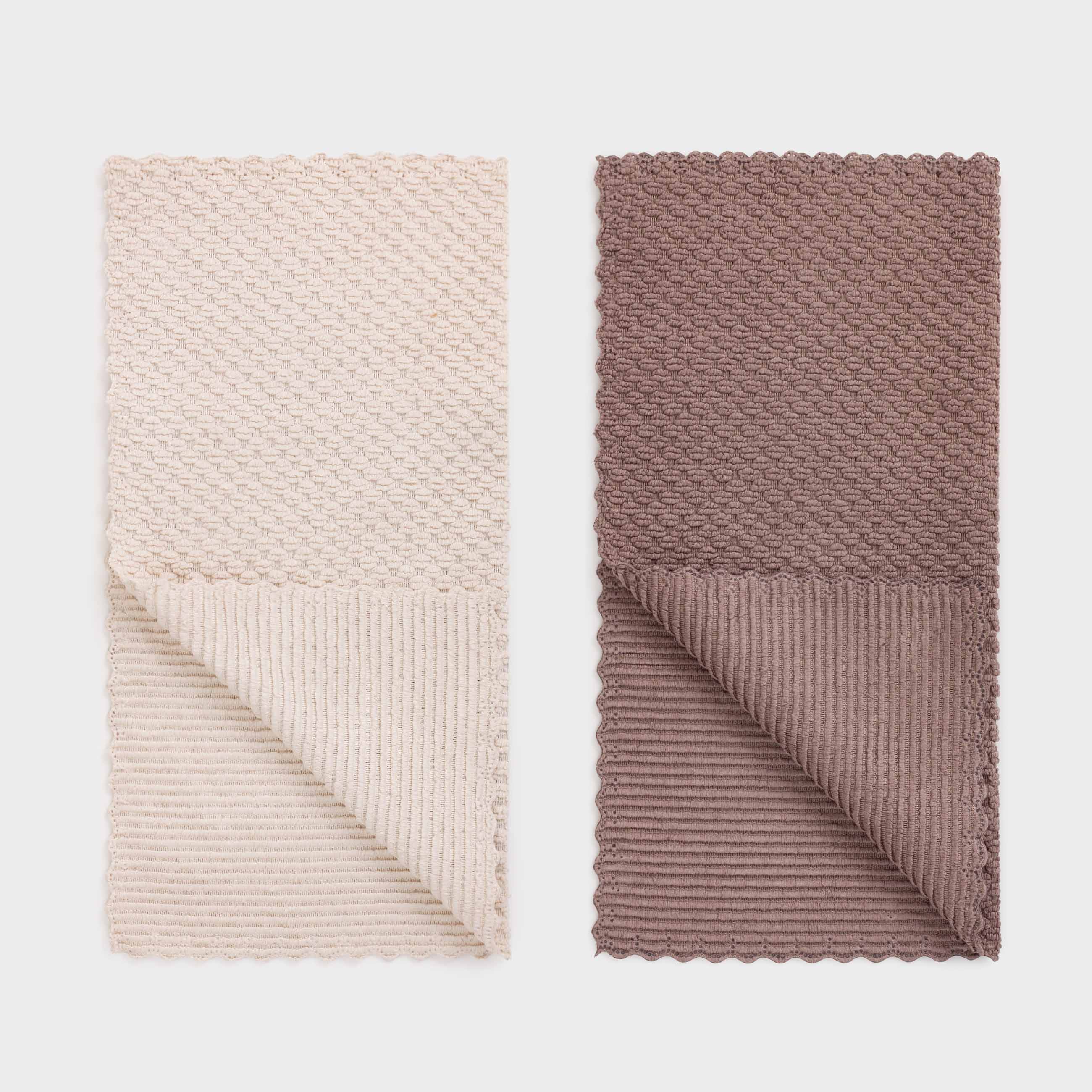 Тряпка для кухни, 30х30 см, 2 шт, микрофибра, коричневая/кремовая, Зерна, Clean, image-1