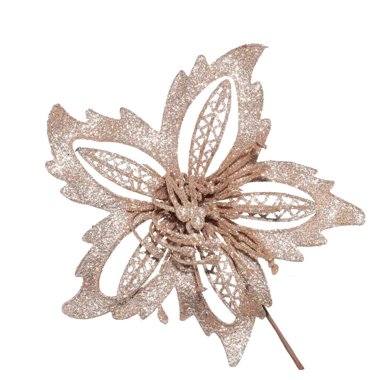 

Украшение декоративное, 13 см, пластик, золотистое, Пуансеттия, Flower decor
