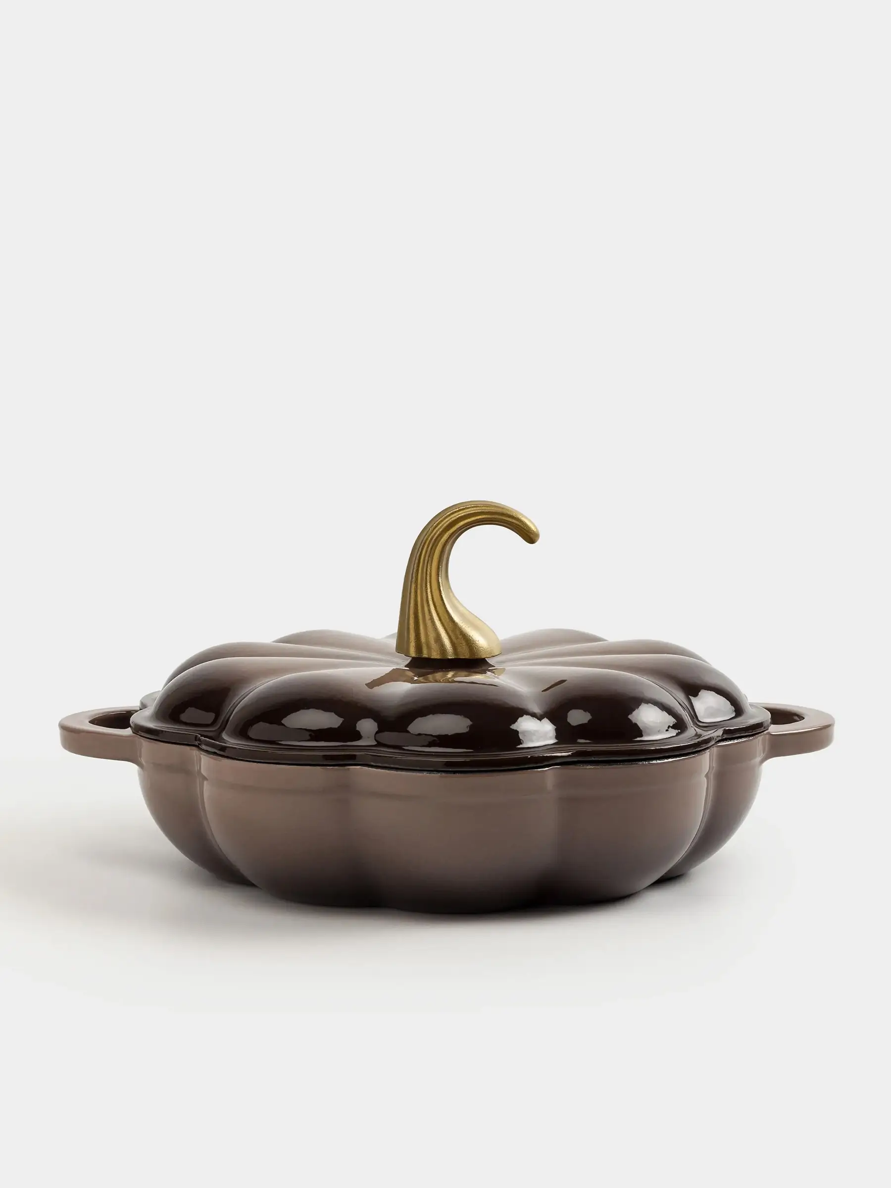Сотейник, 26 см, 2,3 л, с крышкой, чугун, коричневый, Тыква, Gourd