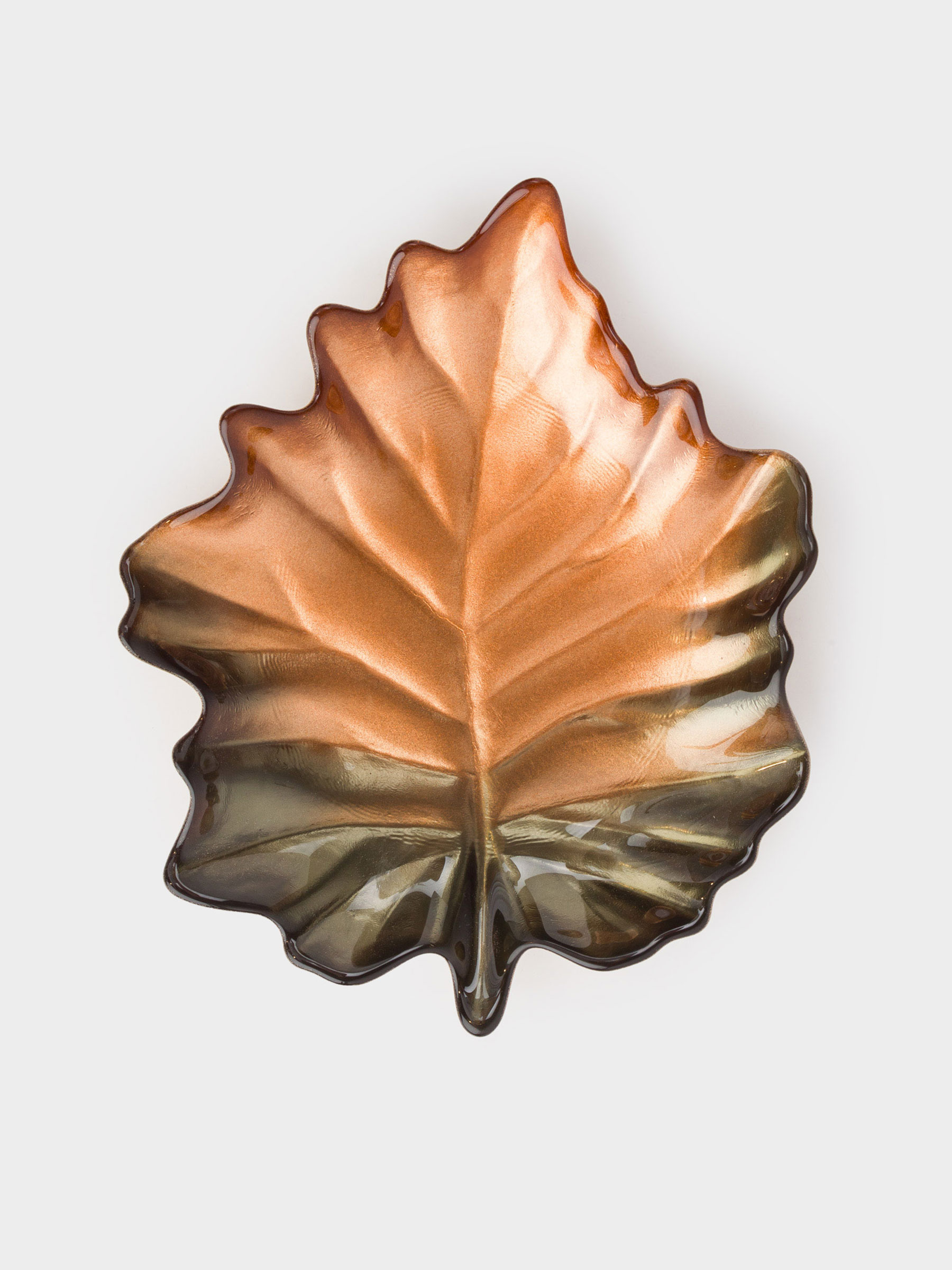 Блюдо, 22х19х4 см, стекло, янтарно-зеленое, Лист, Leaves, image-5