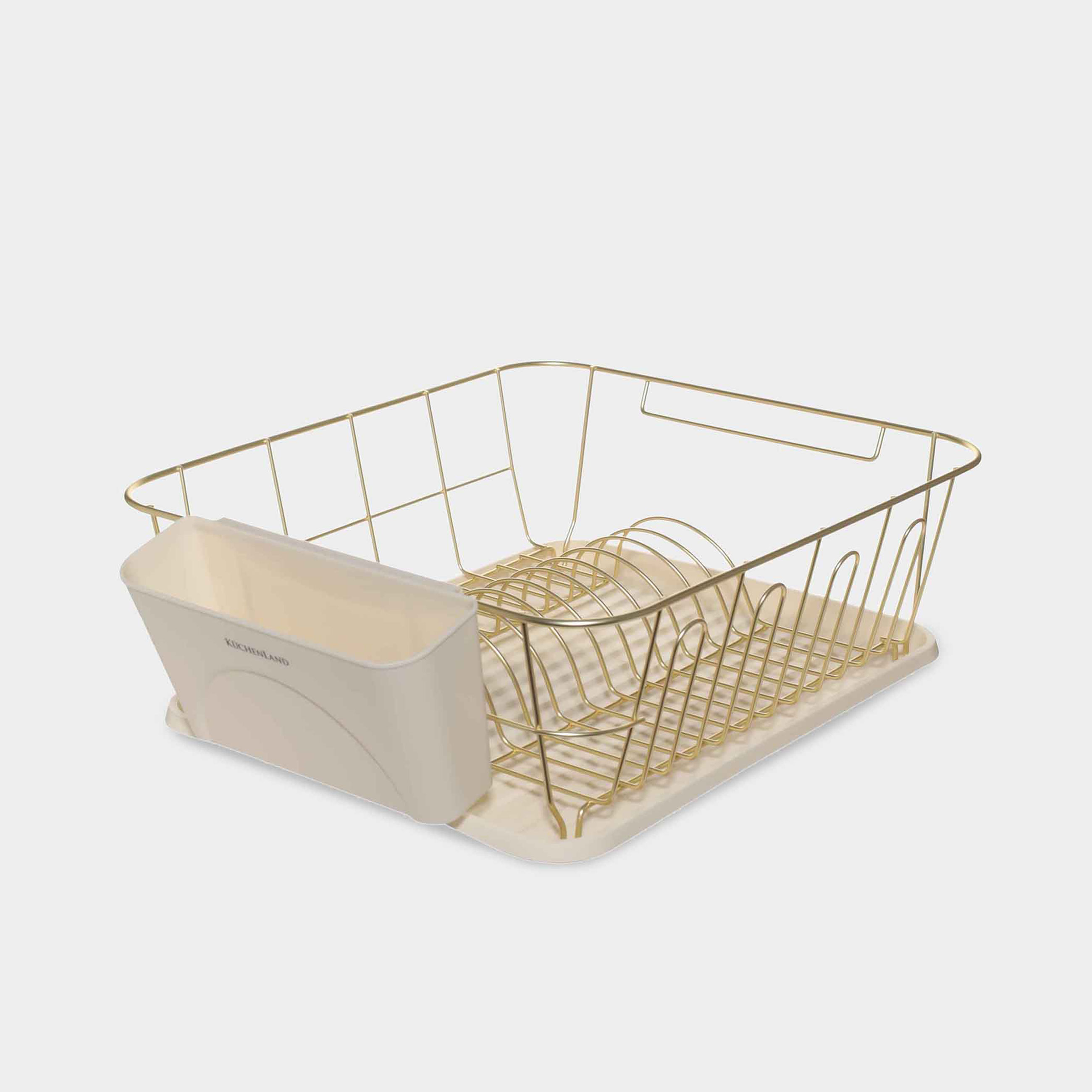 Сушилка для посуды 37х33 см с поддоном металлпластик молочно-золотистая Drying 2290₽