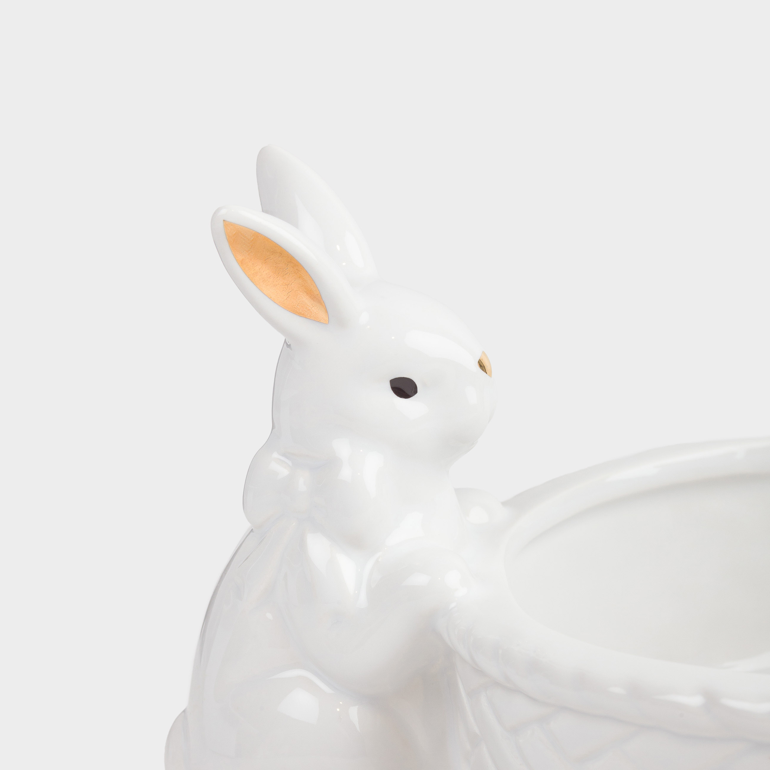 Конфетница, 29х14 см, керамика, бело-золотистая, Кролики с корзиной, Easter gold, image-2