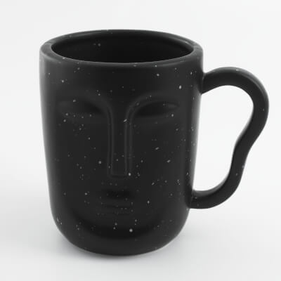 Кружка, 580 мл, керамика, черная, в крапинку, Лицо, Face speckled ,image-0