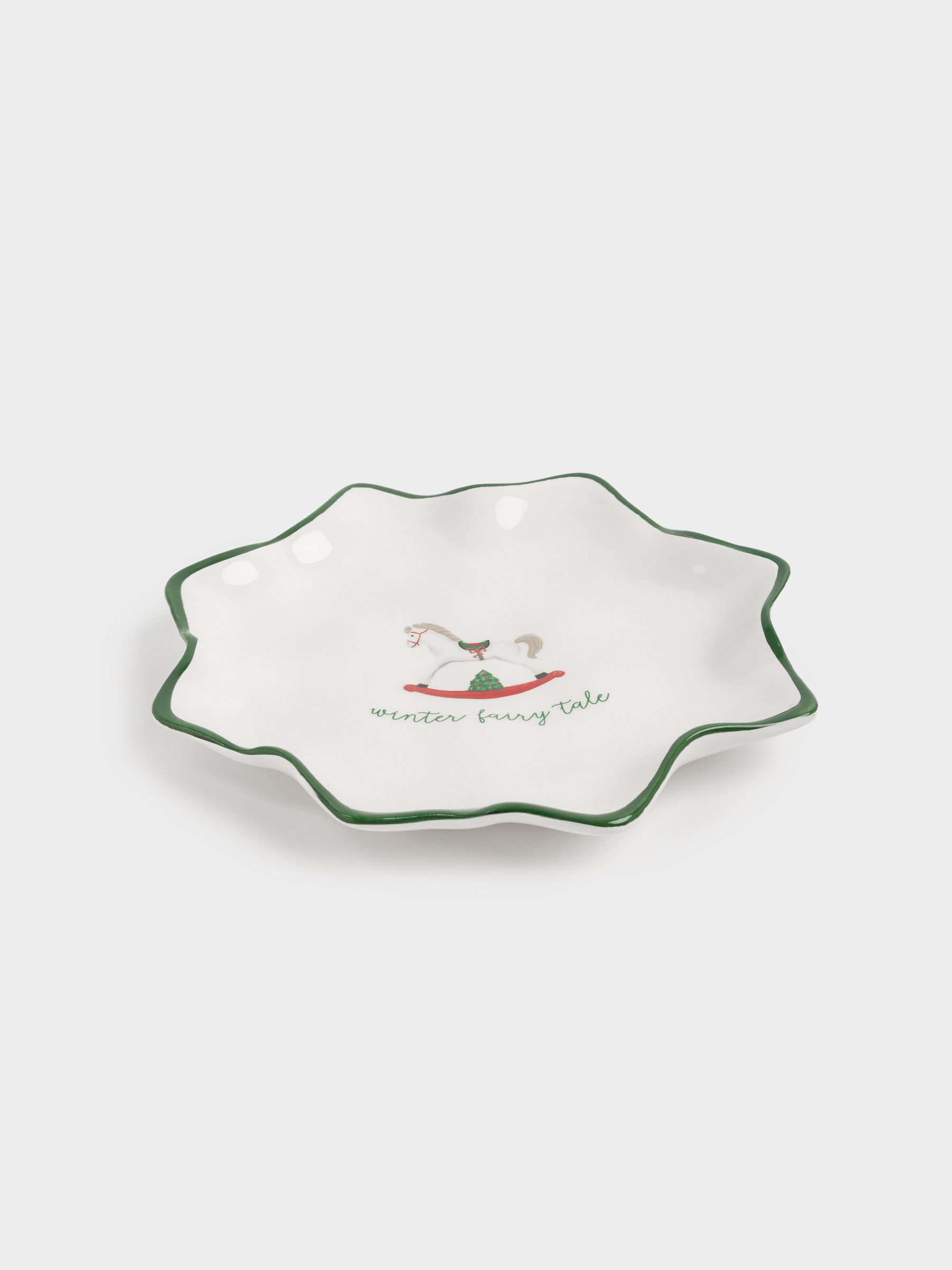 Блюдо, 20 см, керамика, Лошадка, Сhristmas green, image-1
