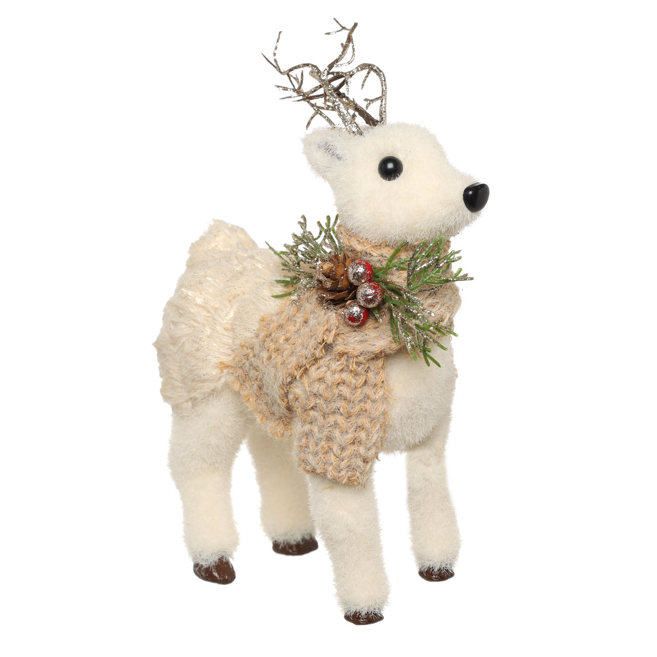 

Статуэтка, 20 см, полиэстер/пенопласт, золотистая, Олень в шарфе, Winter deer
