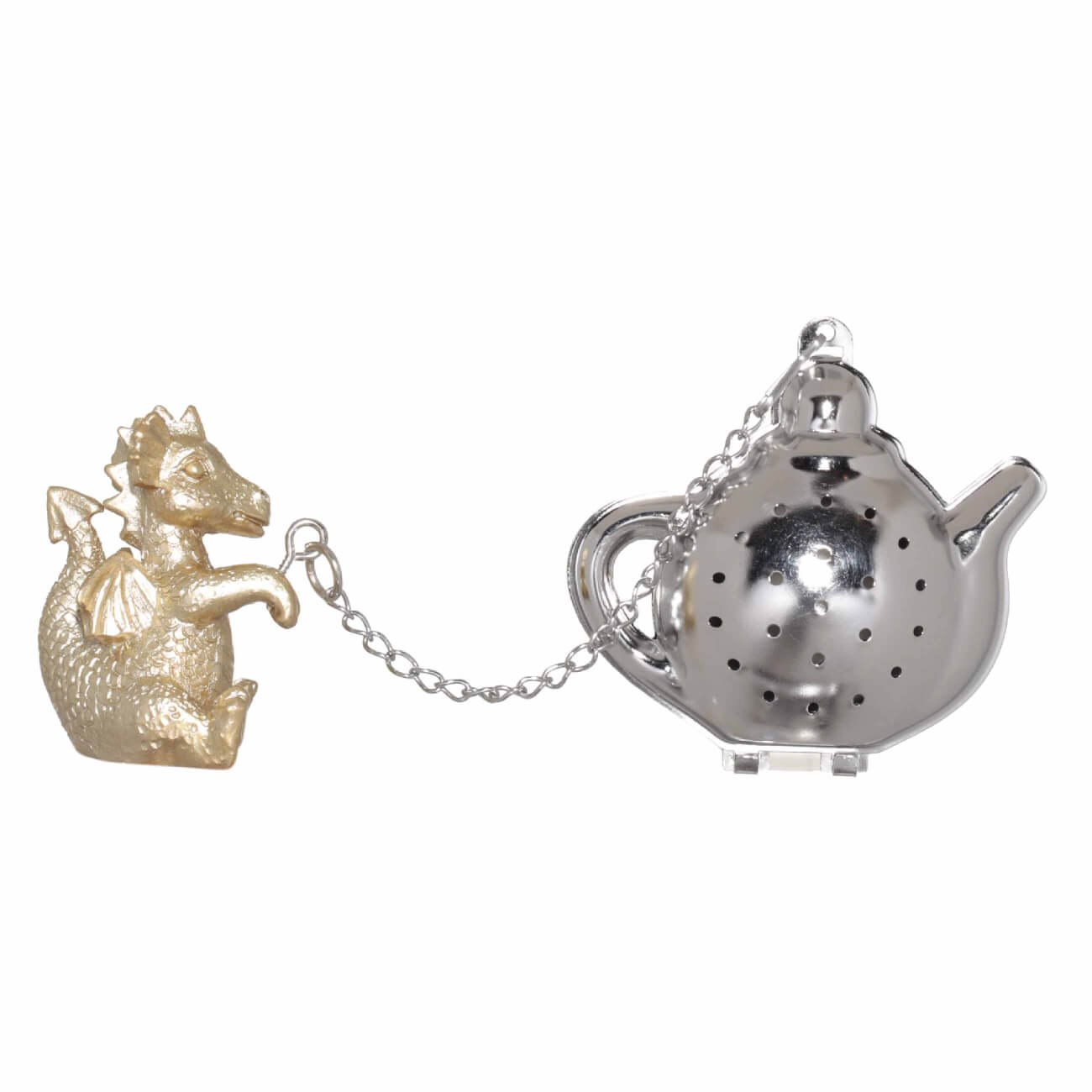 Сито для заваривания чая, 18 см, сталь/полирезин, золотисто-серебристое, Дракон, Dragon cute изображение № 1