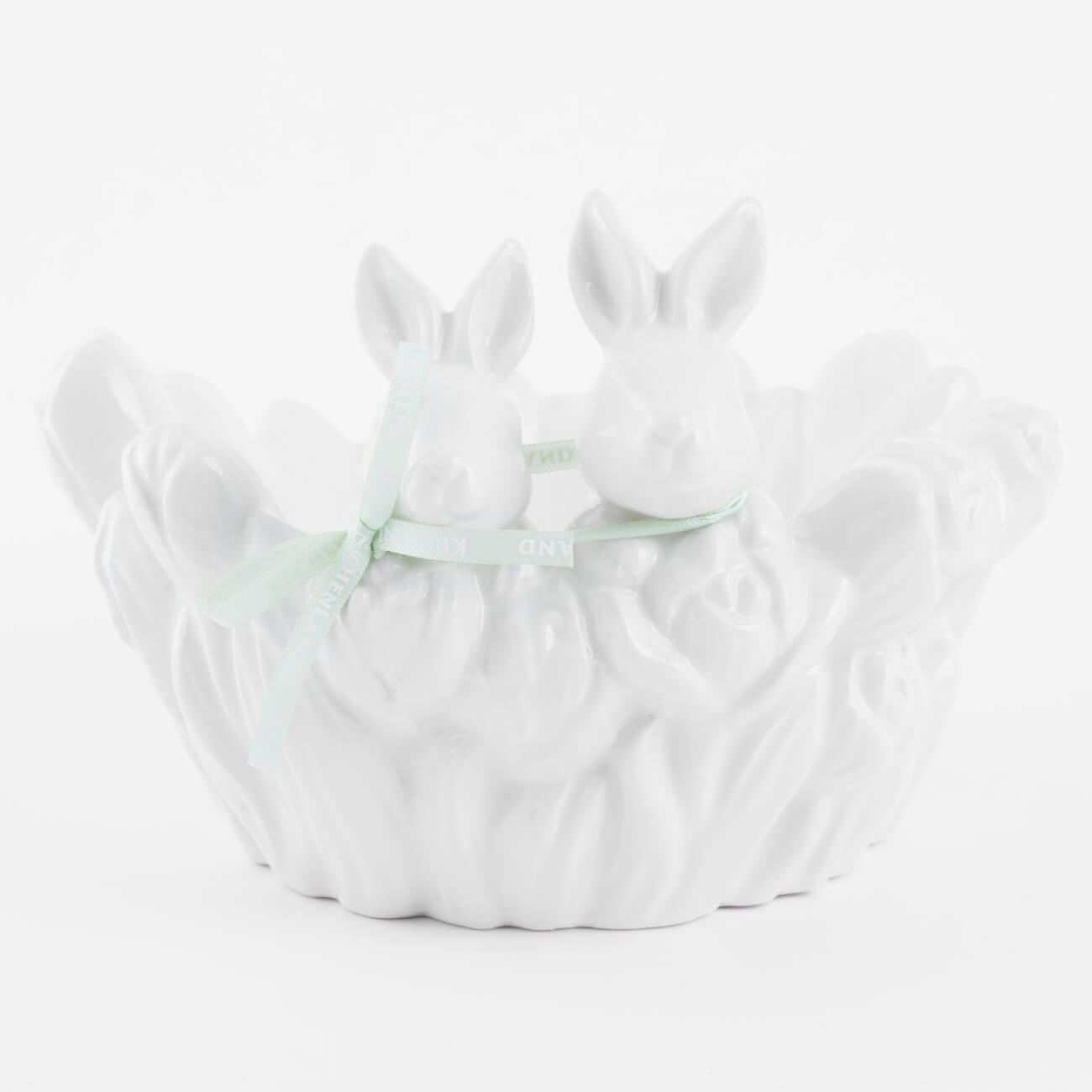 Конфетница, 20х13 см, керамика, белая, Кролики в тюльпанах, Easter blooming конфетница 16х14 см керамика серо молочная кролики pure easter