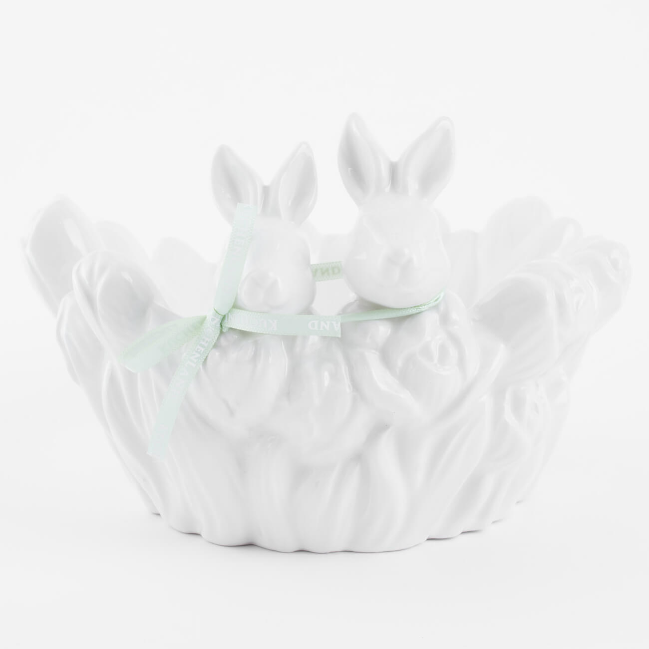 

Конфетница, 20х13 см, керамика, белая, Кролики в тюльпанах, Easter blooming