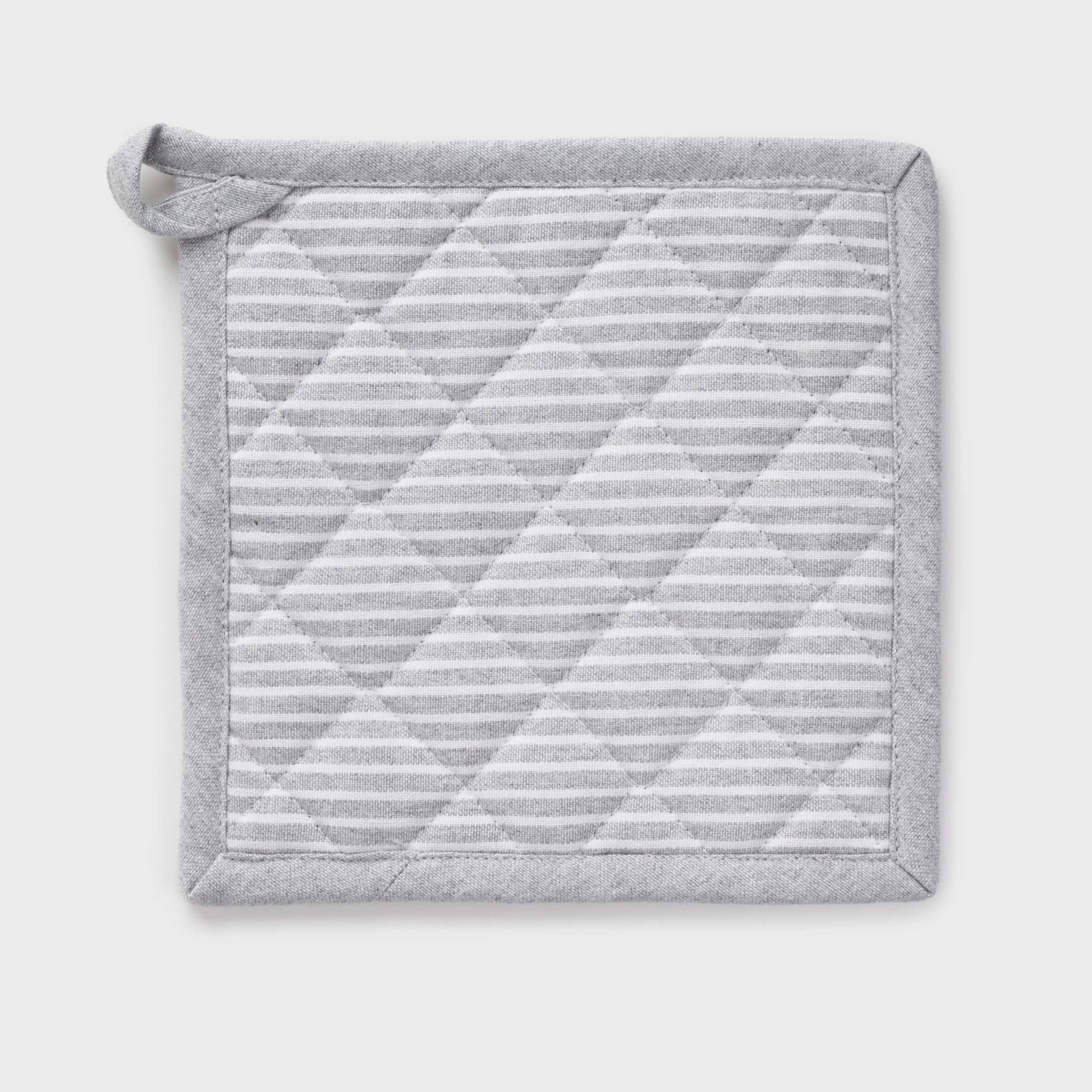 Прихватка, 20x20 см, хлопок, светло-серая, Полосы, Stripe kitchen, image-0