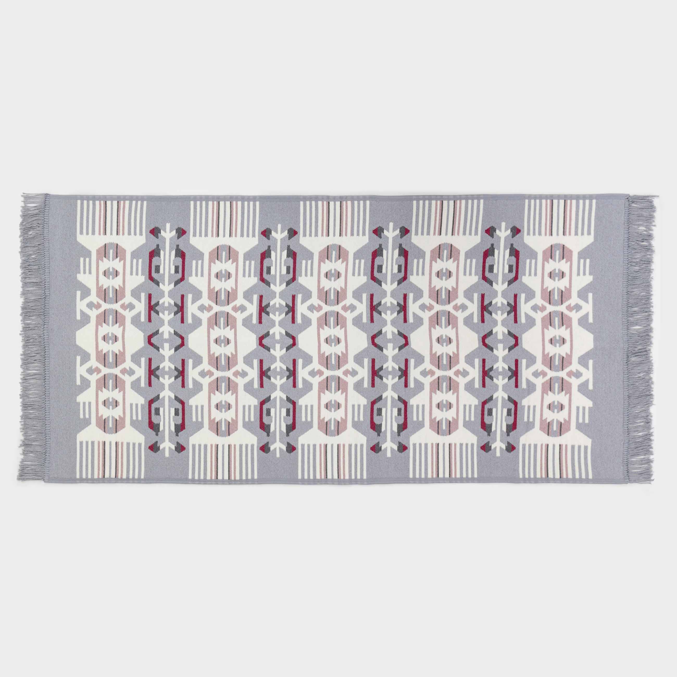 Kuchenland Коврик 80х150 см двусторонний с бахромой акрил бело-серый Узор Carpet 3490₽