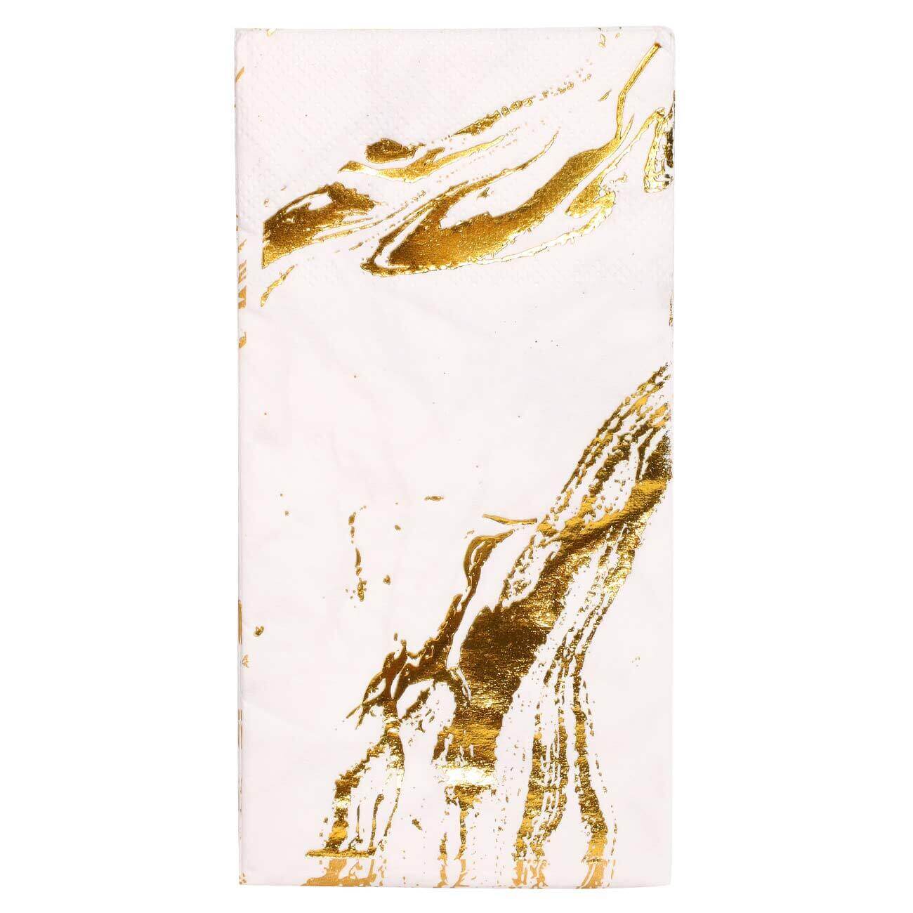 Салфетки бумажные, 33х33 см, 20 шт, прямоугольные, белые, Золотистый мрамор, Maniera изображение № 1
