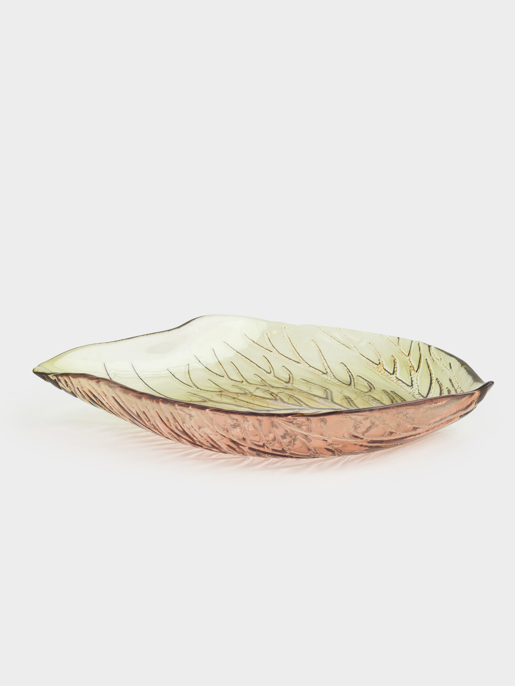 Блюдо, 27х23х4 см, стекло, зелено-янтарное, Лист, Leaves, image-4