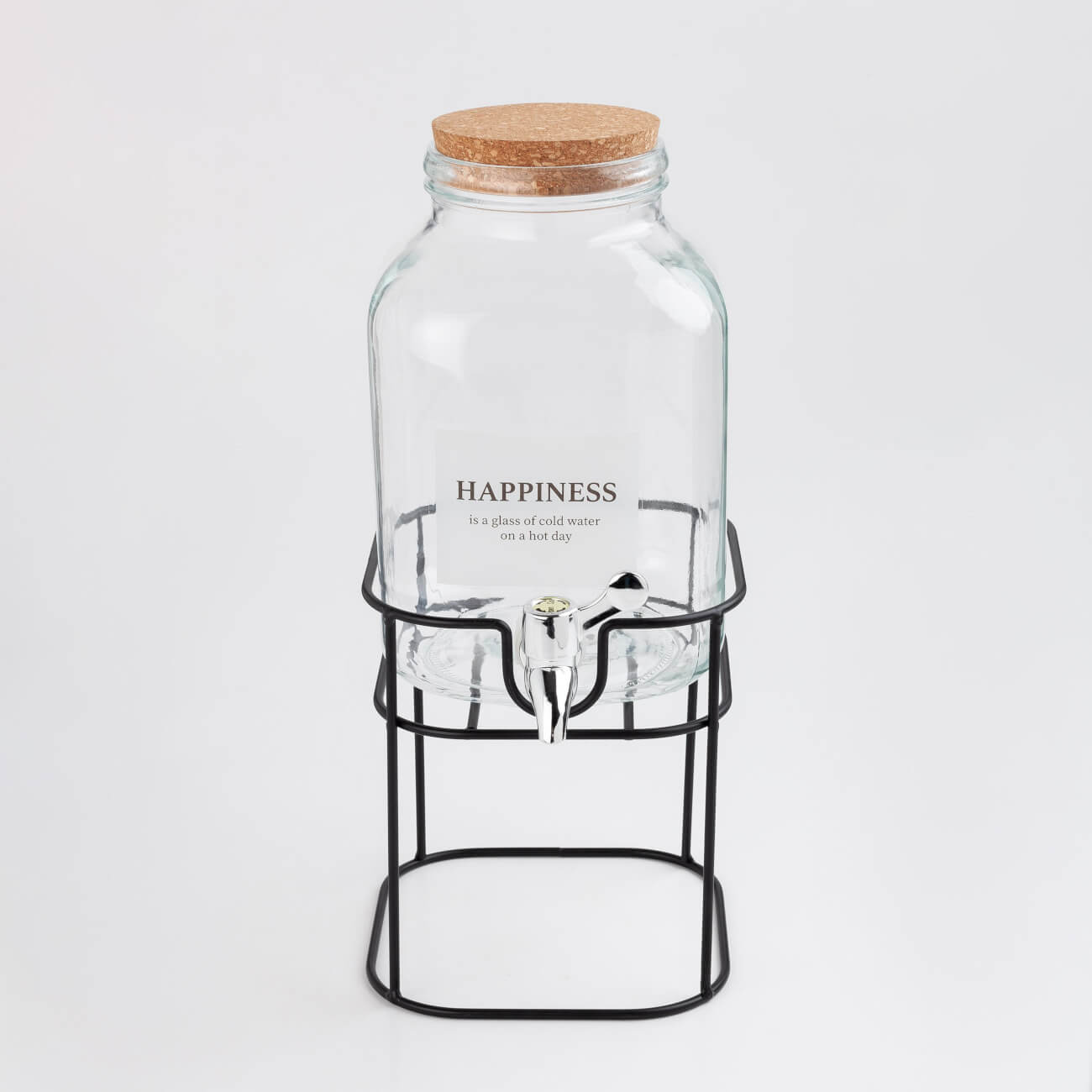 Диспенсер для напитков, 3 л, на подставке, стекло/пробка/металл, Clear font пробка для бутылки доляна