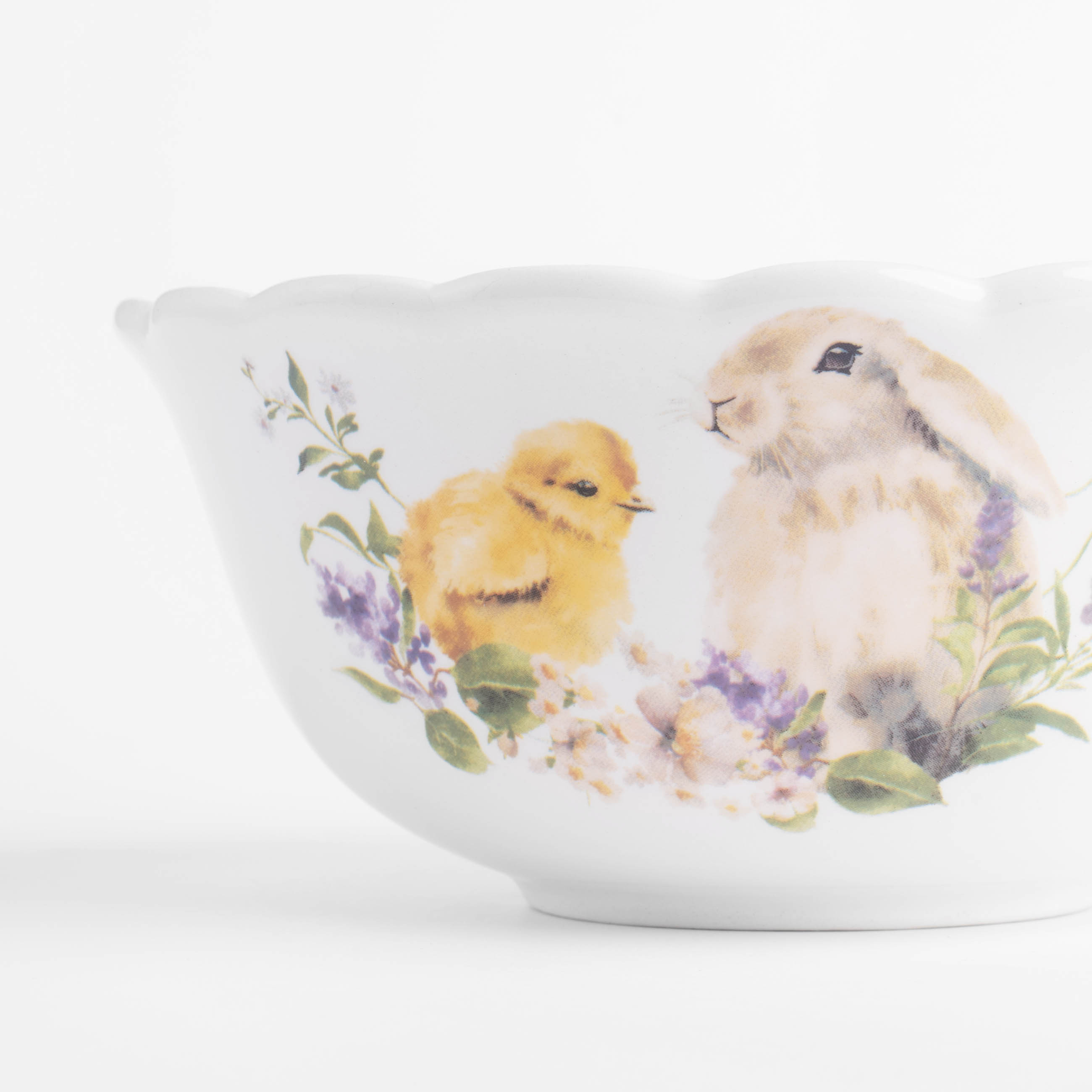 Салатник, 15х7 см, 530 мл, керамика, белый, Кролик и цыпленок в цветах, Easter изображение № 5