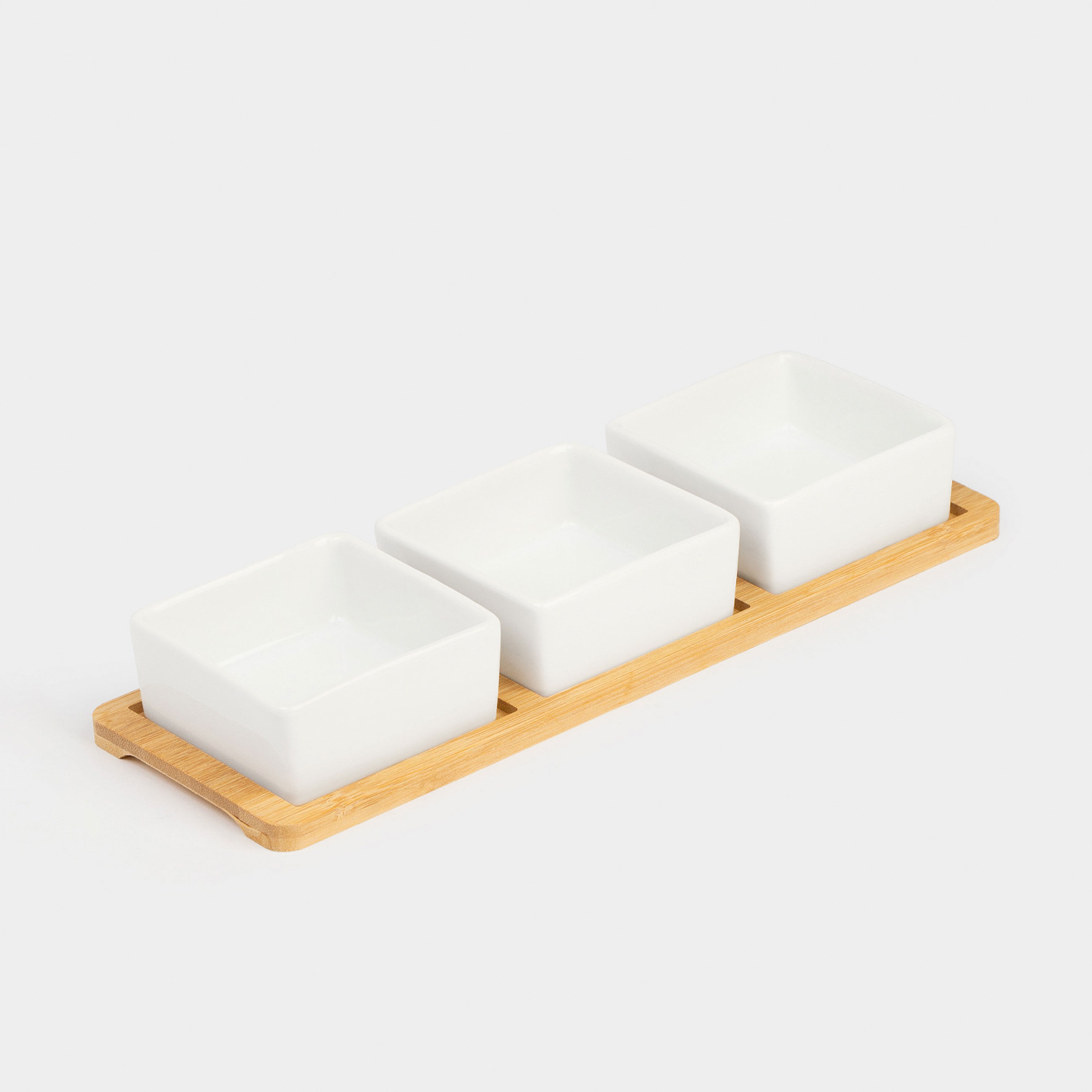 Набор для закусок 3 пр на подставке керамикабамбук Квадратные пиалы Bamboo 1190₽
