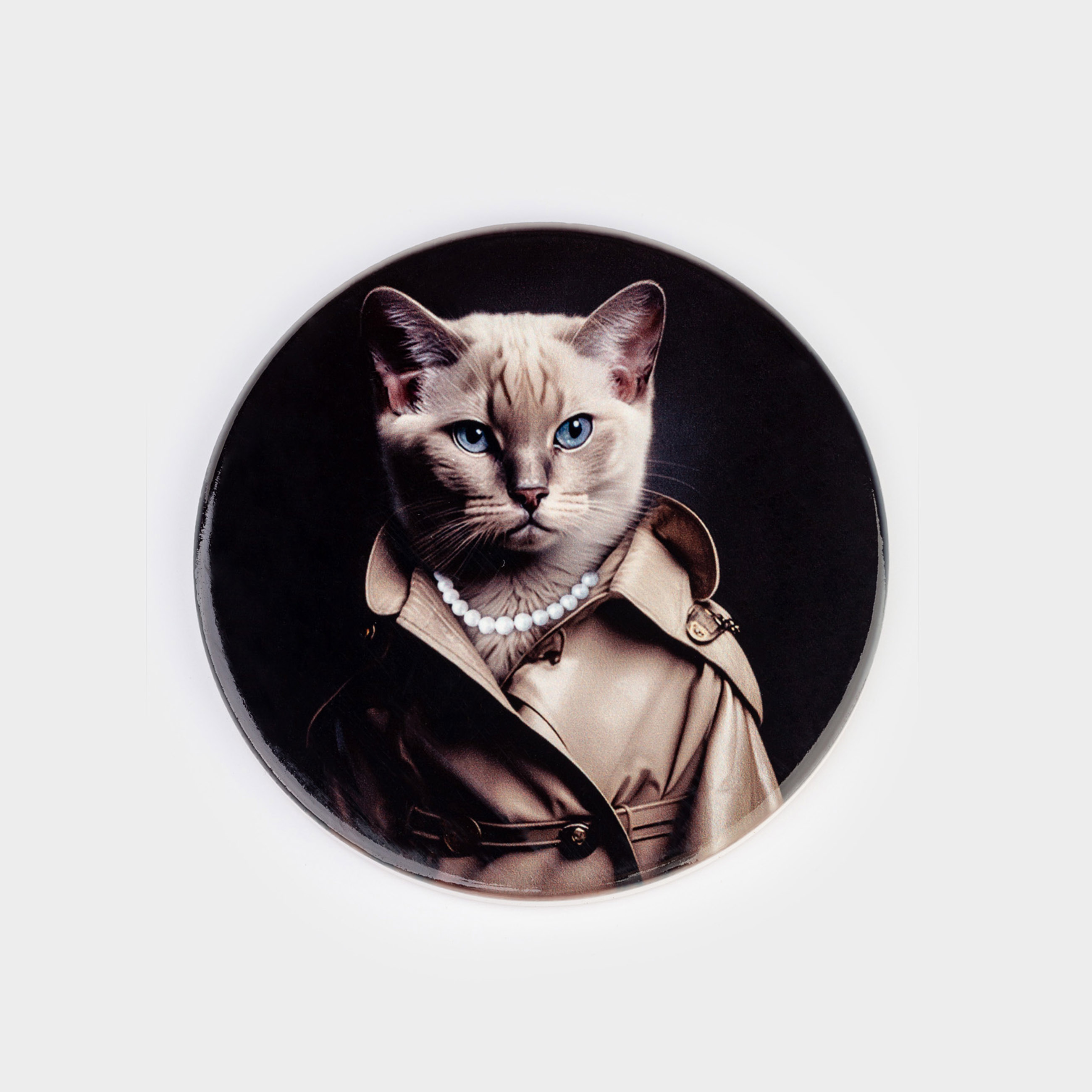 Подставка под кружку 11 см круглая керамикапробка Кошка в пальто On style 269₽