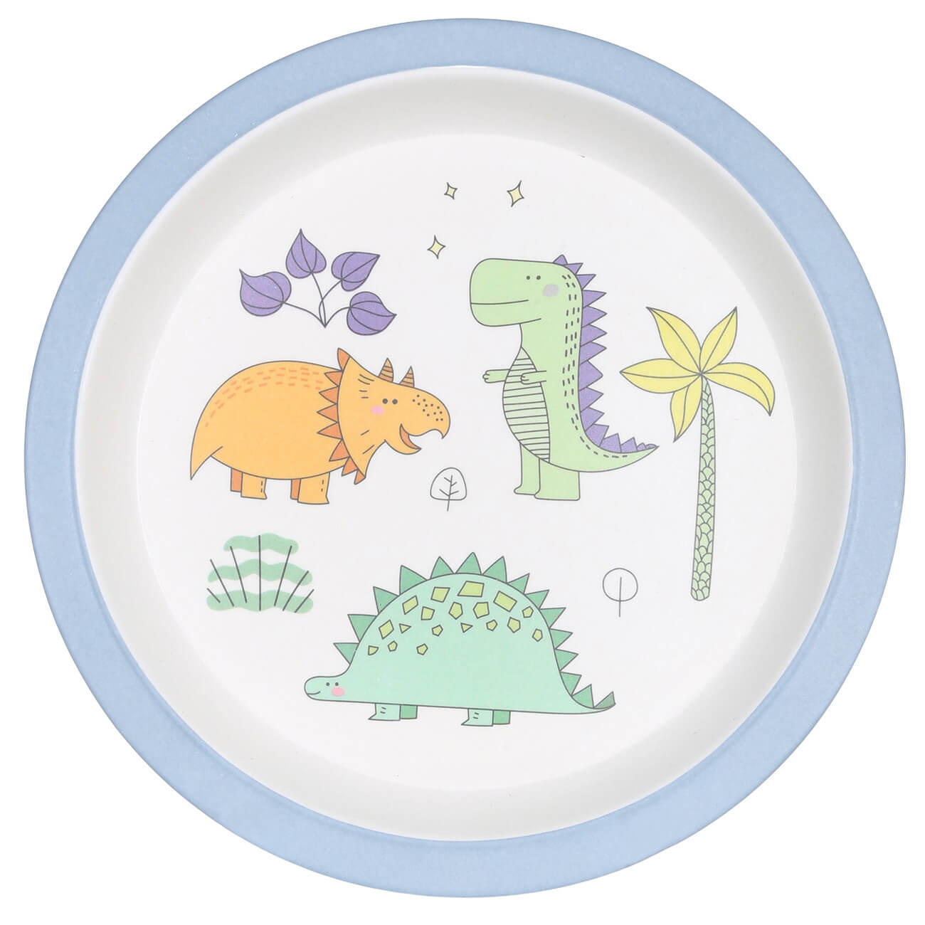 Тарелка закусочная, детская, 21 см, бамбук, голубая, Динозавр, Dino тарелка суповая детская 15х4 см бамбук желто голубая динозавр dino