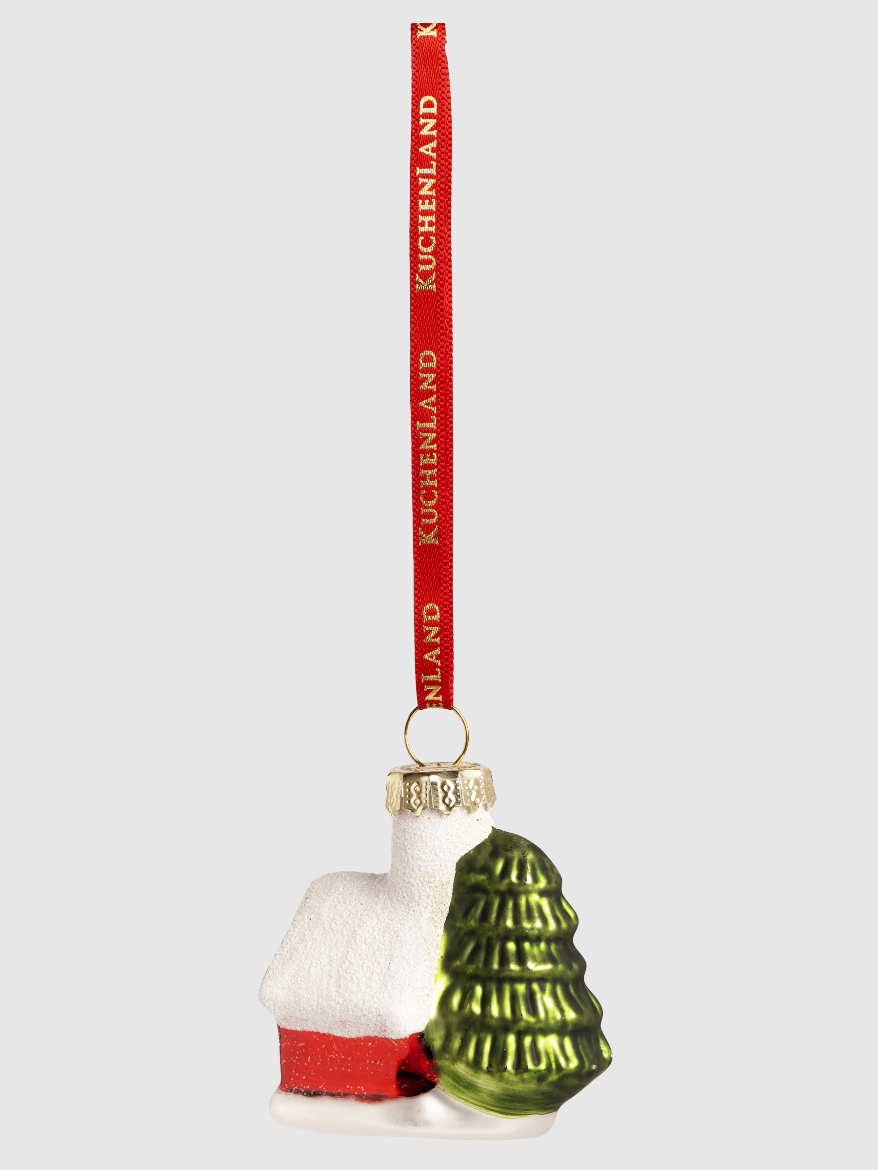 Игрушка елочная, 4 см, стекло, зелено-красная, Домик, Figure christmas, image-3