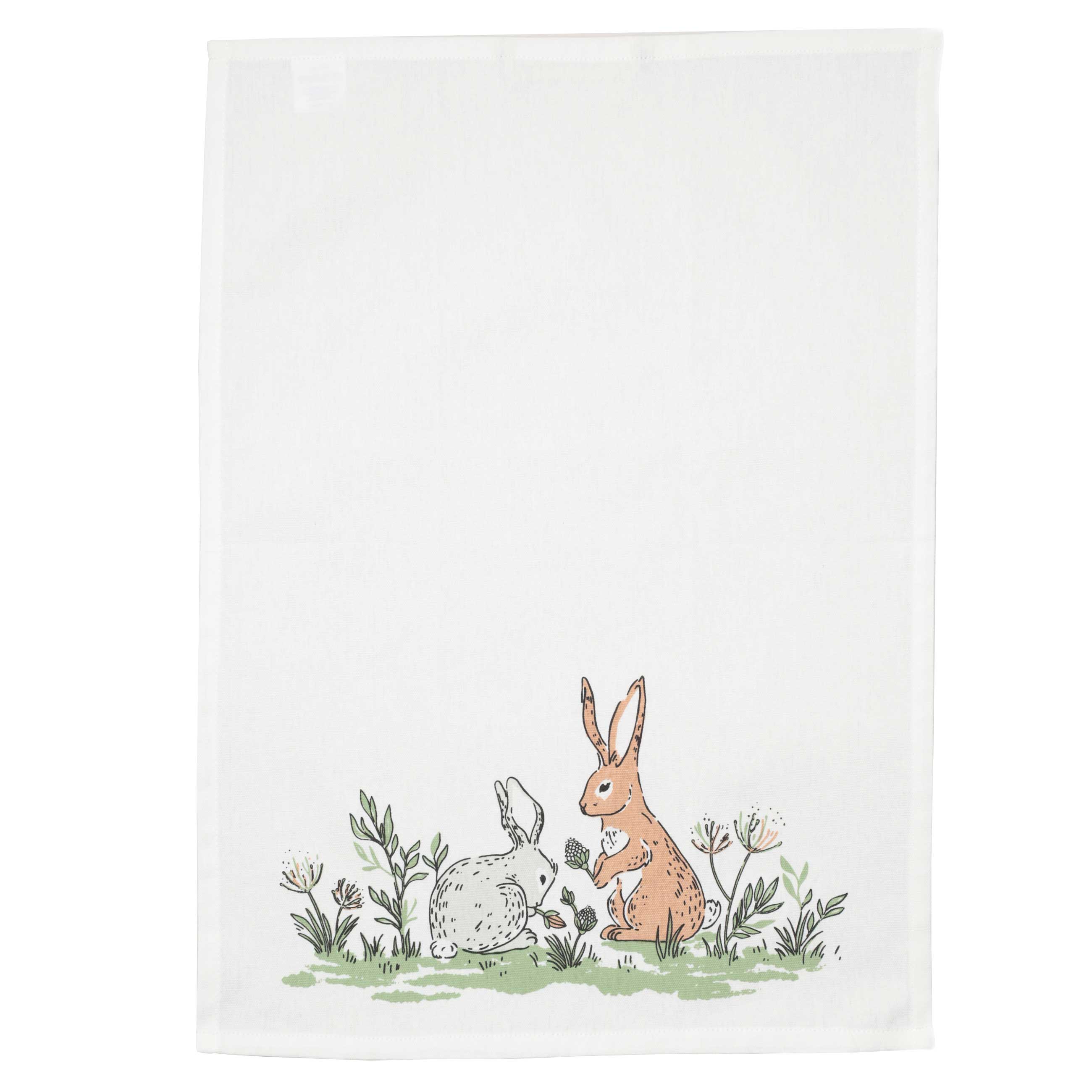 Полотенце кухонное, 40х60 см, 2 шт, хлопок, белое/зеленое, Кролики, Easter изображение № 4