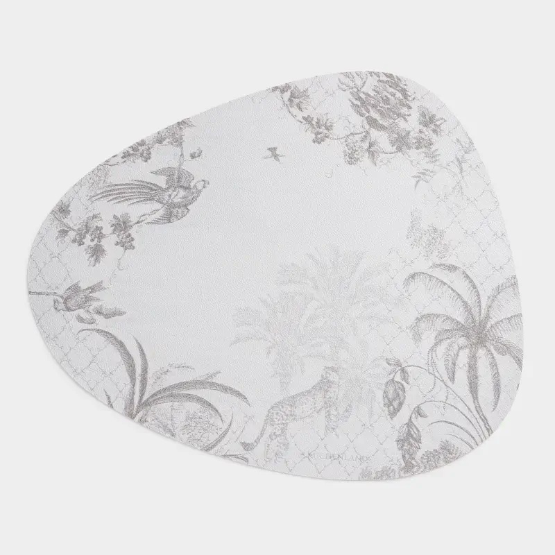 Салфетка под приборы, 37х45 см, ПВХ, фигурная, светло-серая, Джунгли, Rock print ,image-0