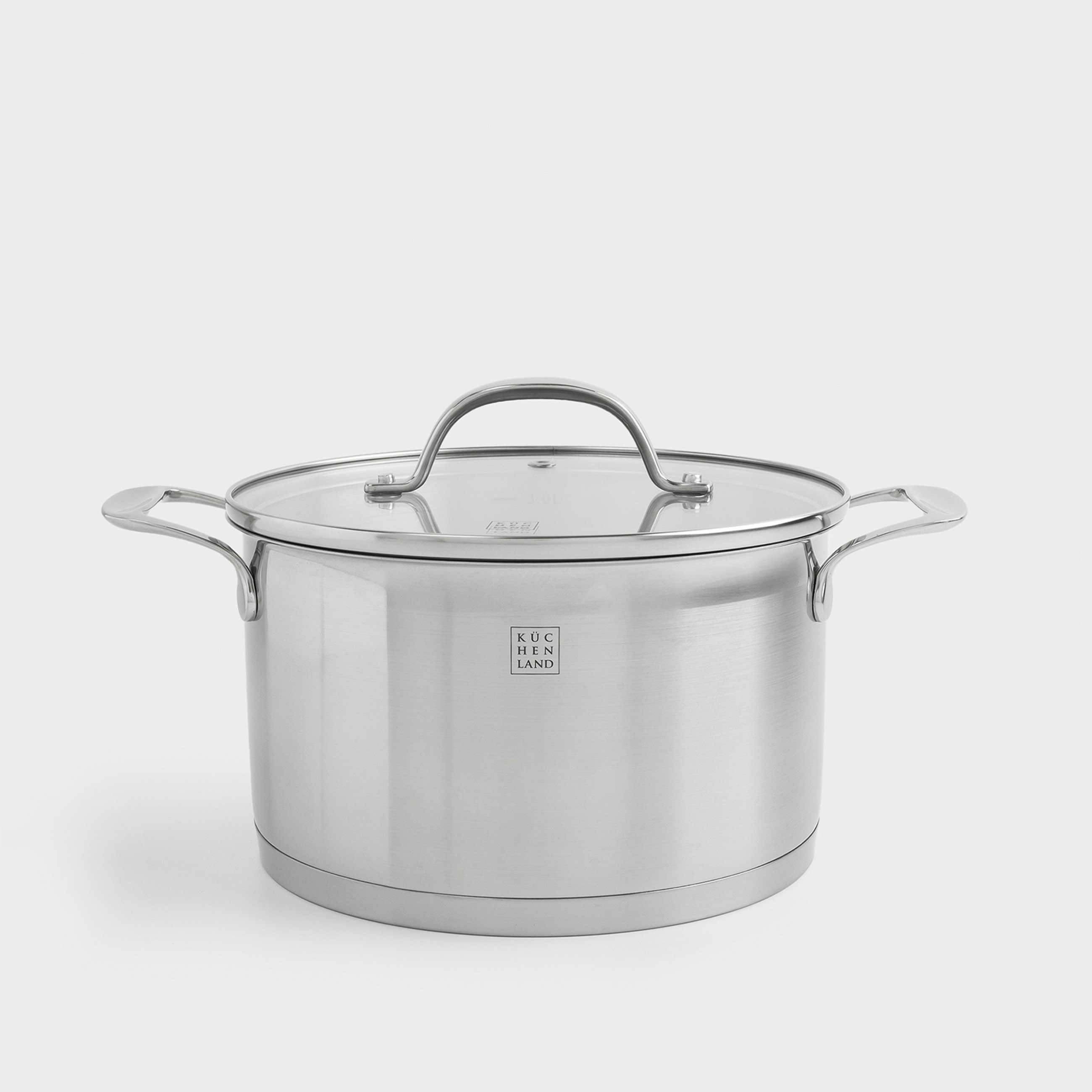 Kuchenland Кастрюля 20 см 35 л с крышкой стальстекло Б Silver Stone 6490₽