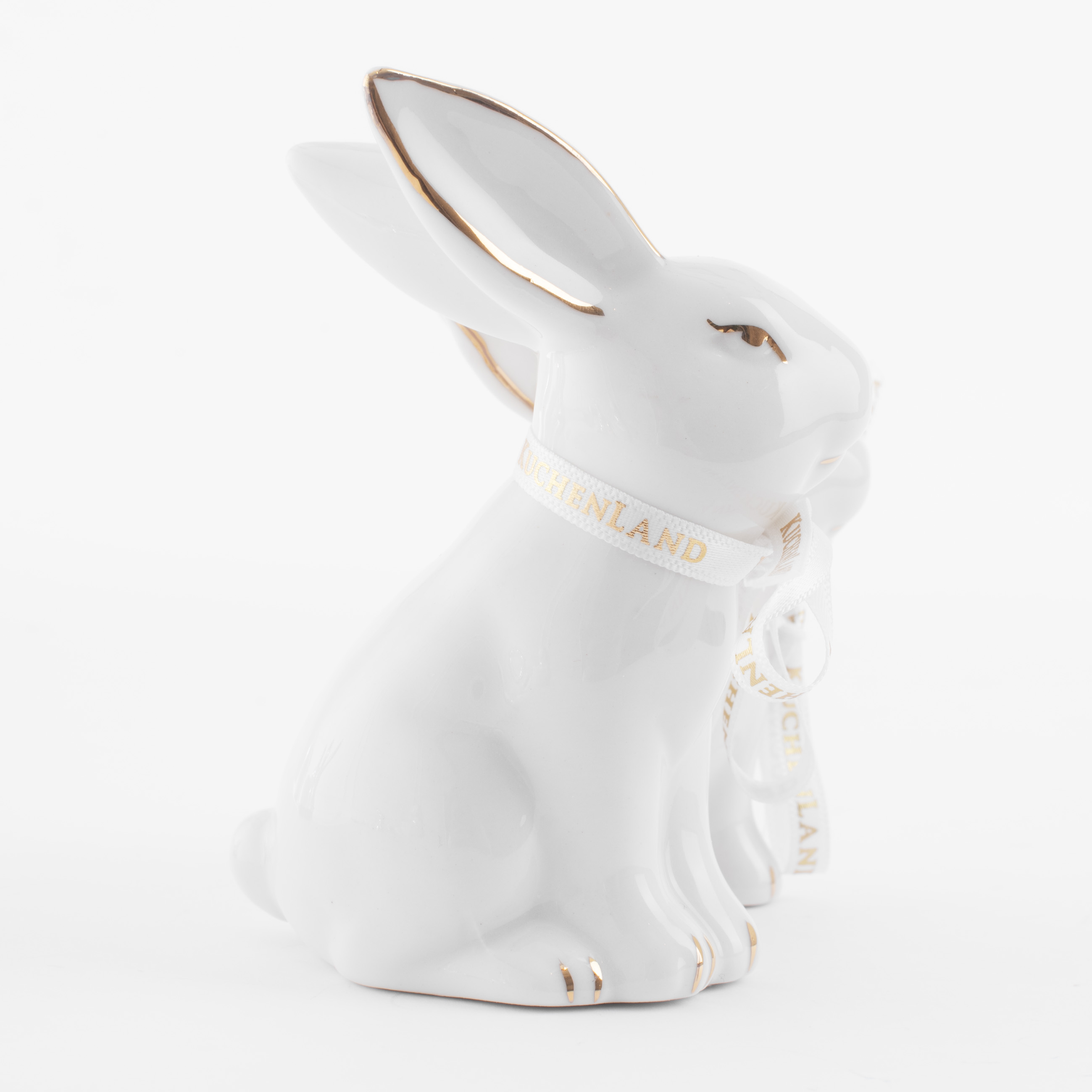 Статуэтка, 9 см, фарфор P, бело-золотистая, Кролики, Easter gold изображение № 4