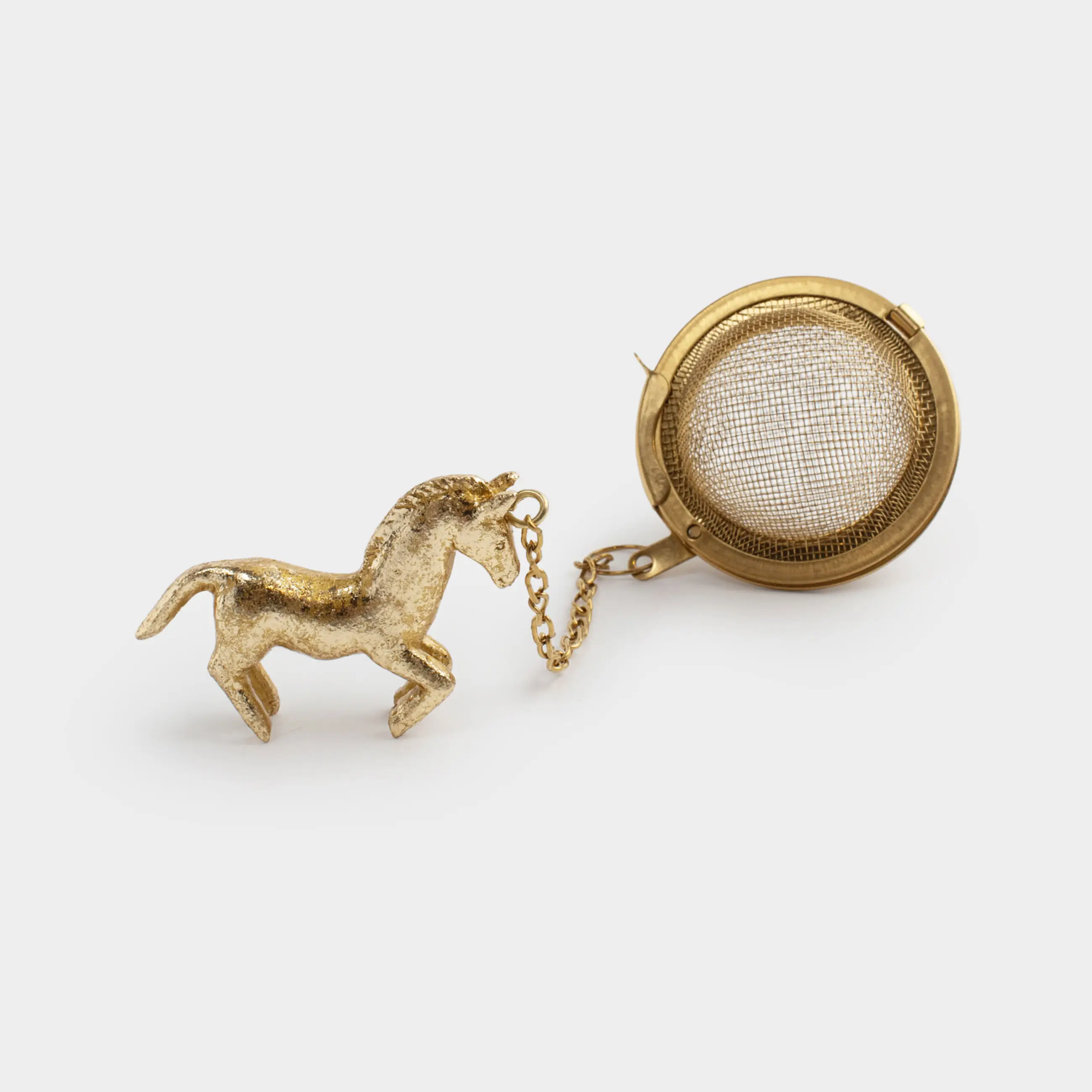 Сито для заваривания чая, 18 см, сталь/полирезин, Золотистая лошадь, Horse gold