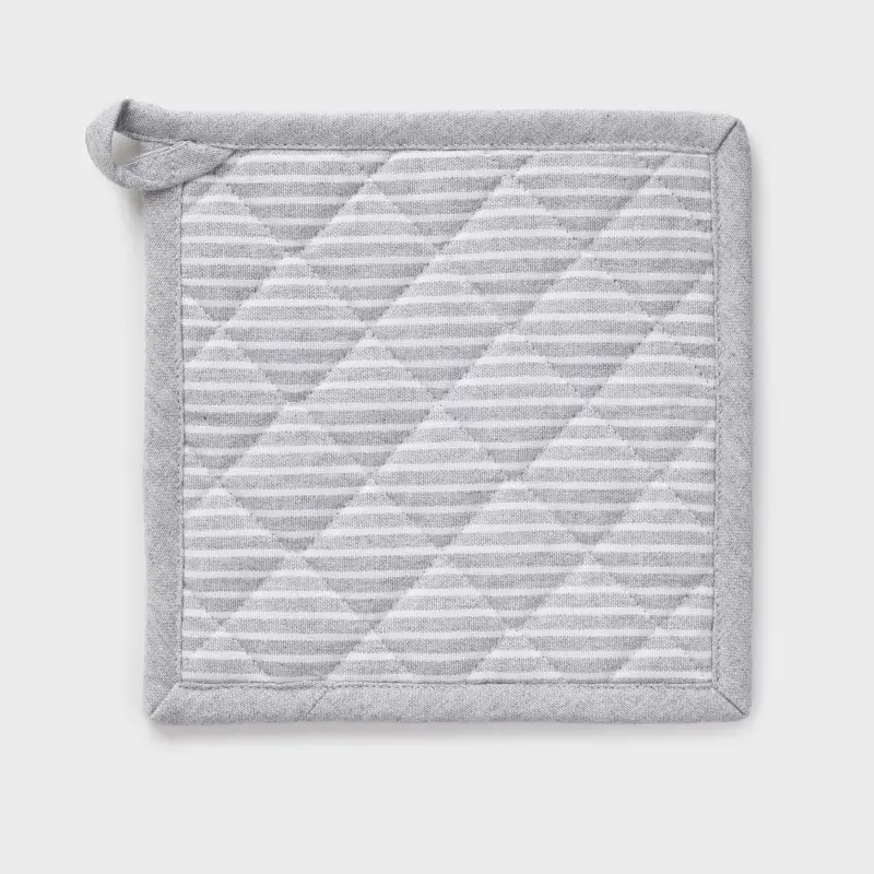 Прихватка, 20x20 см, хлопок, светло-серая, Полосы, Stripe kitchen ,image-0