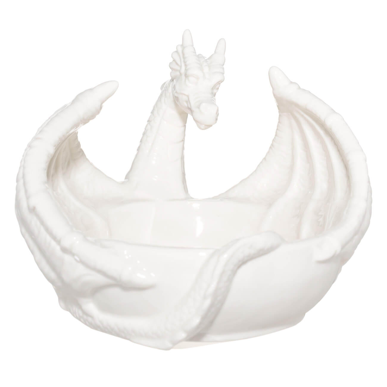 Конфетница, 22х18 см, керамика, белая, Дракон-чаша, Dragon rainira