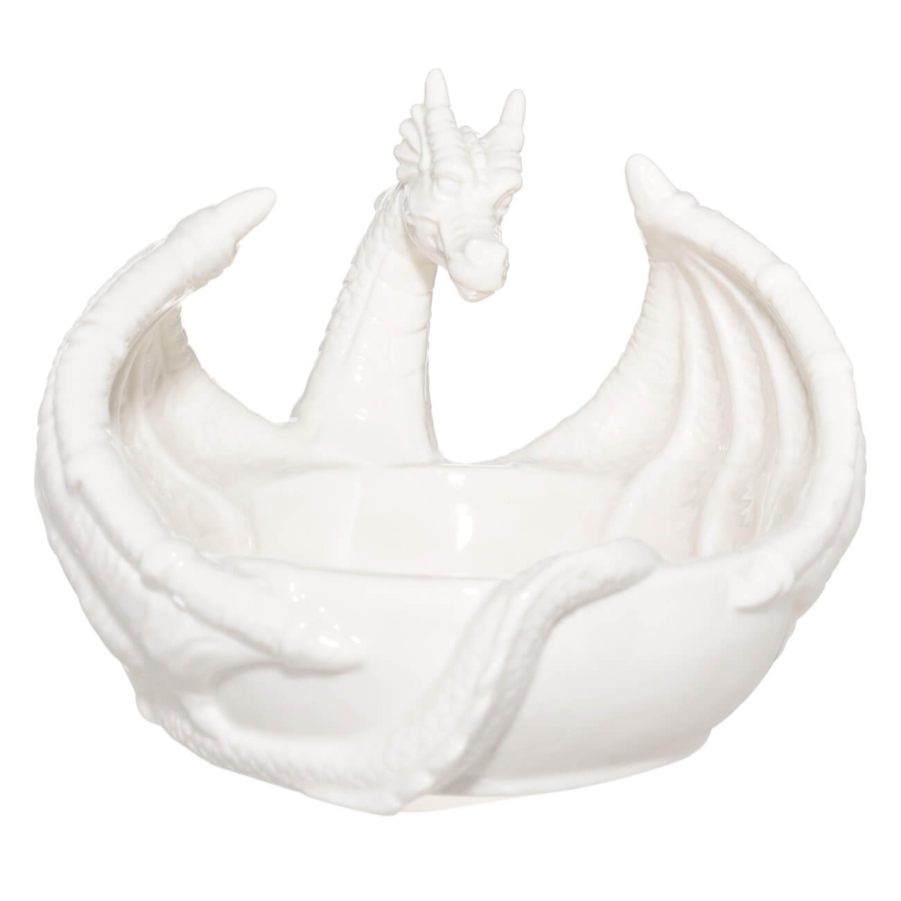 

Конфетница, 22х18 см, керамика, белая, Дракон-чаша, Dragon rainira