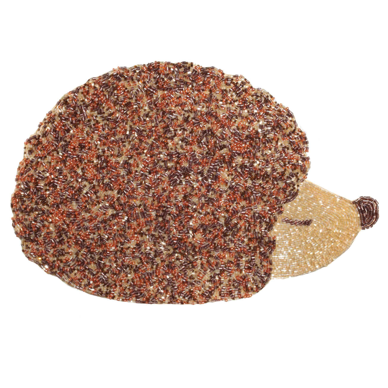 

Салфетка под приборы, 36х25 см, бисер, фигурная, золотисто-коричневая, Еж, Forest fantasy