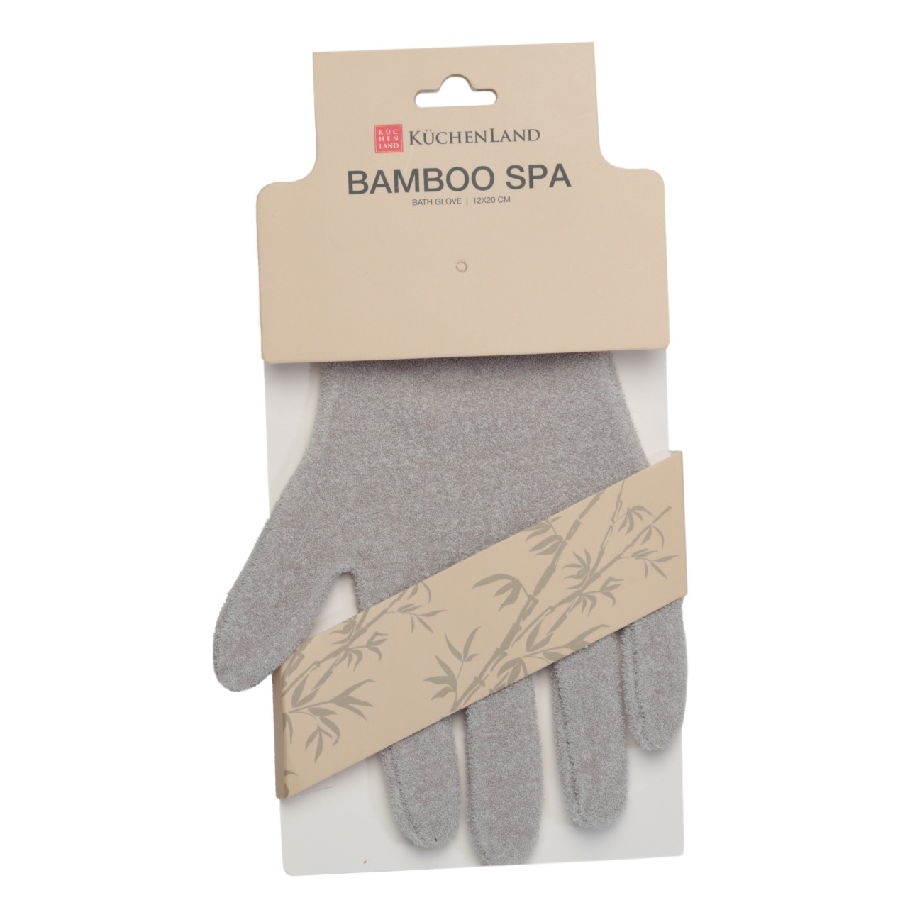 Перчатка для мытья тела, 12х20 см, бамбук, серая, Bamboo spa