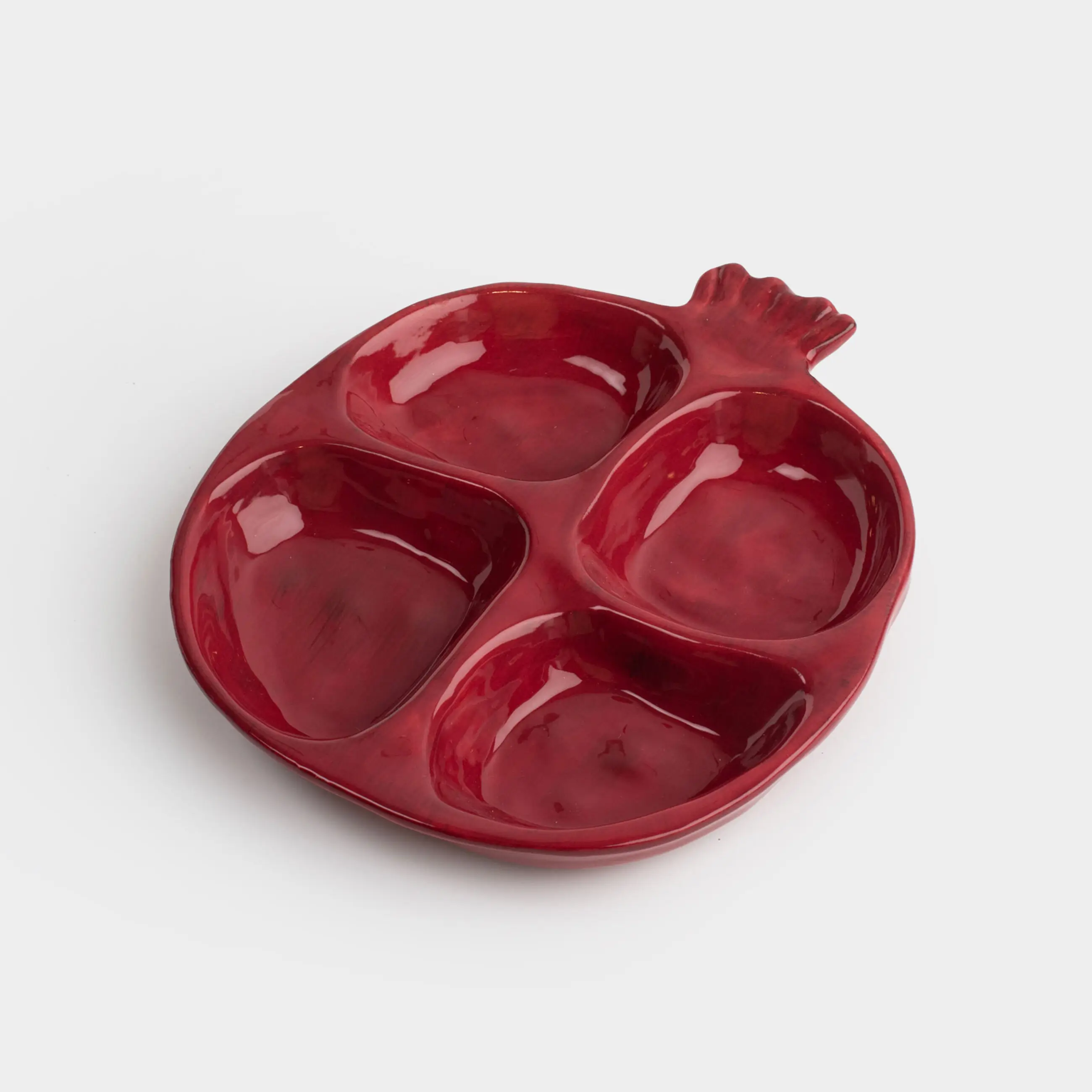 Менажница, 17х19 см, 4 отд, керамика, бордовая, Гранат, Pomegranate