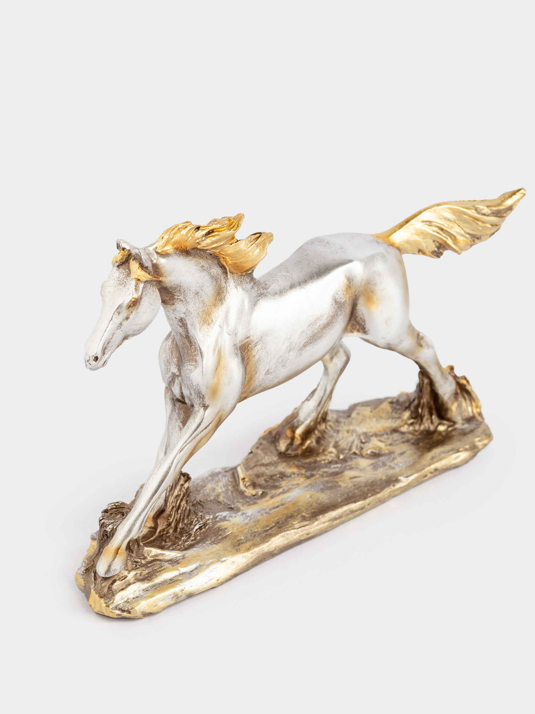 Статуэтка, 18x12 см, полирезин, серебристо-золотистая, Лошадь, Horse gold, image-4