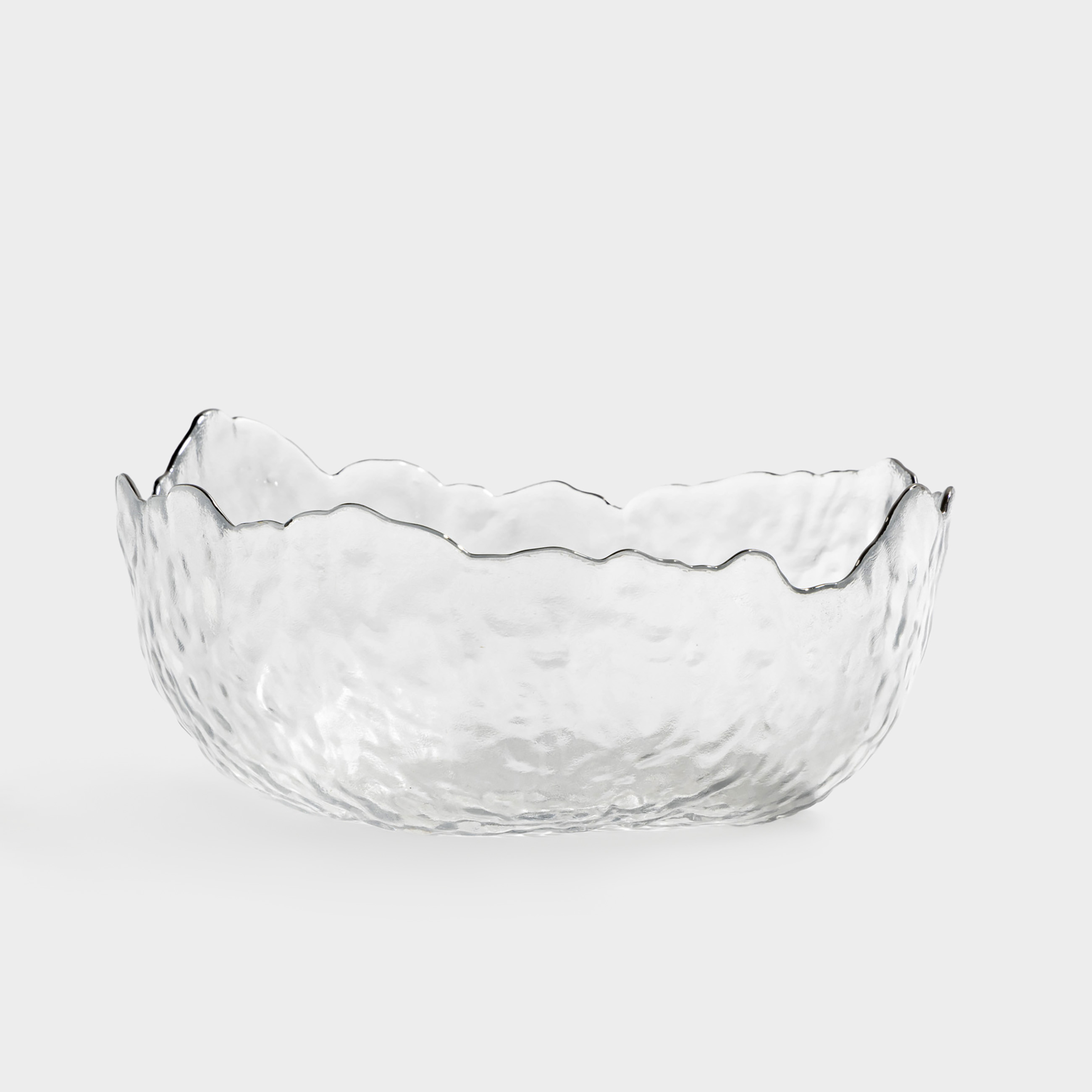 Салатник, 20х9 см, 1,1 л, стекло, с серебристым кантом, Nautilus silver, image-0