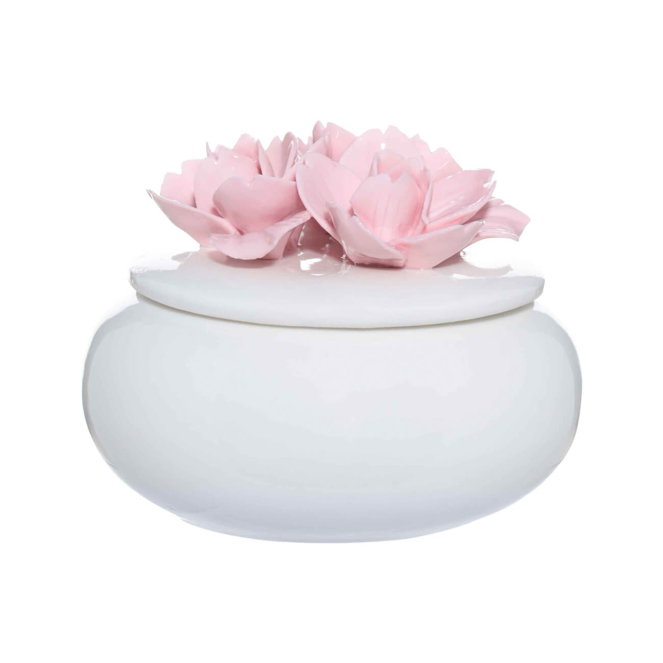 Шкатулка для украшений, 11х9 см, керамика, белая, Цветы, Magnolia - фото 1
