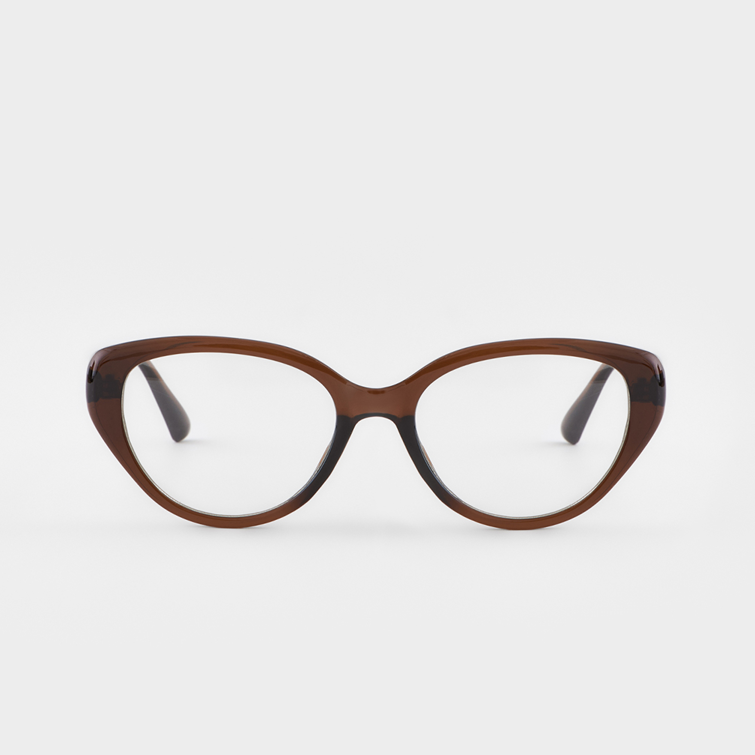Очки имиджевые, пластик, коричневые, Кошачий глаз, Eyewear