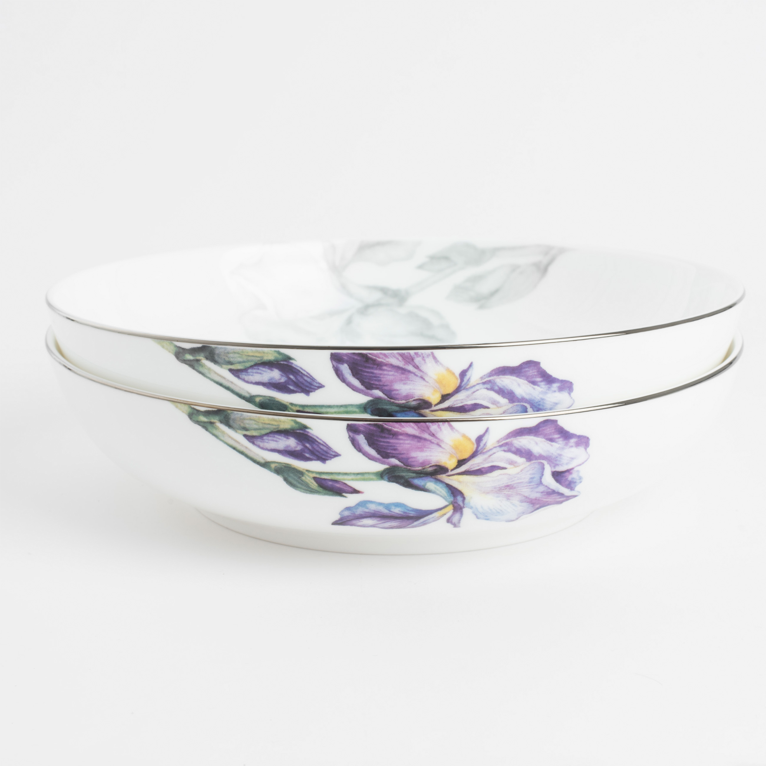 Тарелка суповая, 20х5 см, 2 шт, фарфор F, с серебристым кантом, Ирисы, Antarctica Flowers изображение № 2