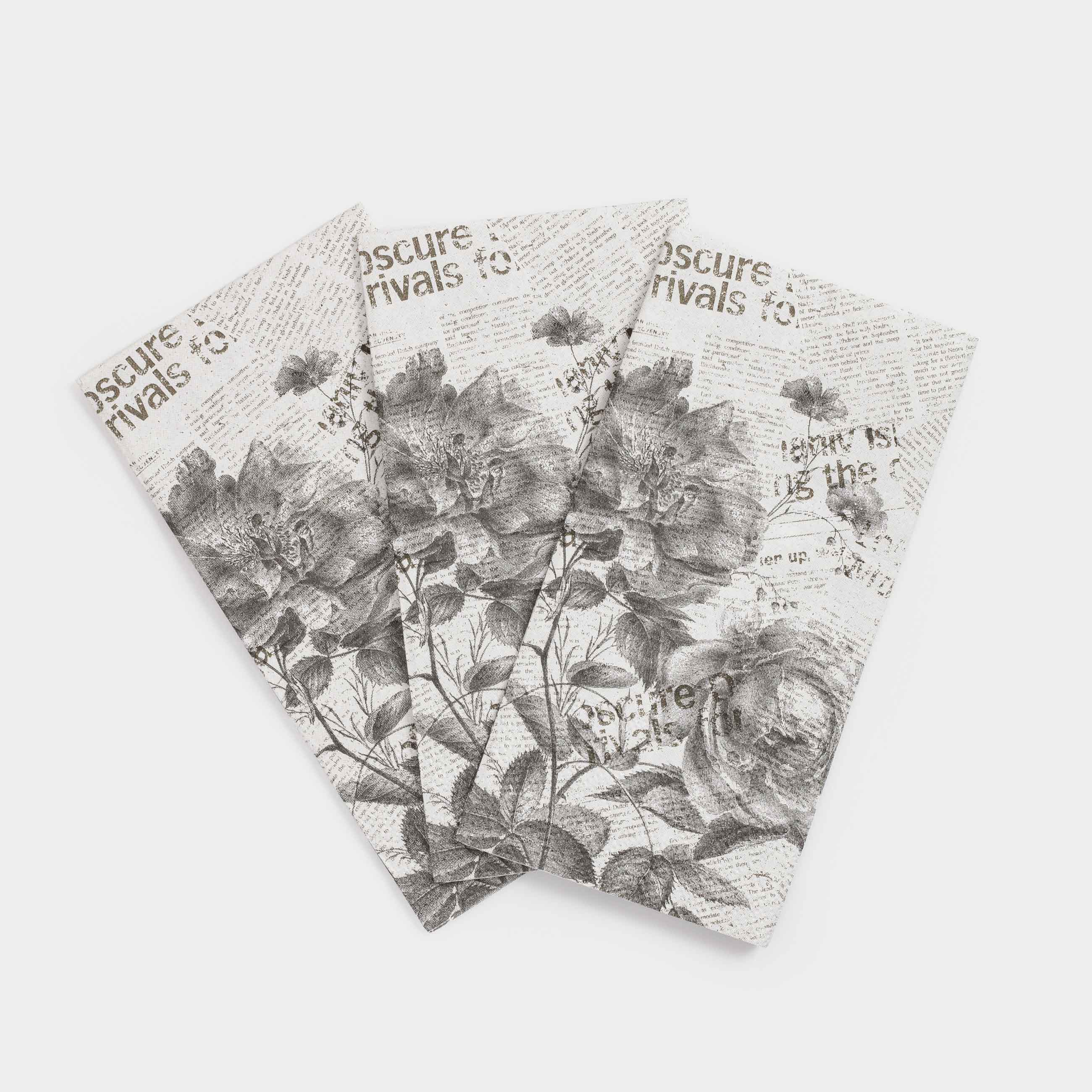 Салфетки бумажные, 33х33 см, 20 шт, прямоугольные, белые, Газета, Noir flower, image-0