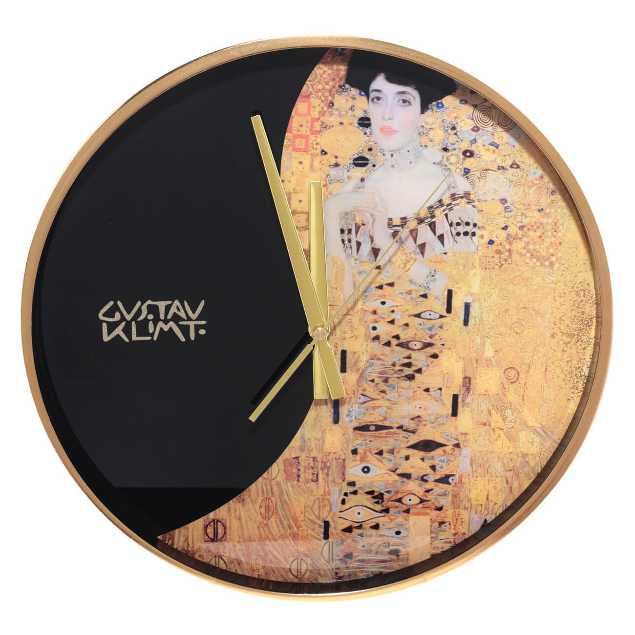 Часы настенные, 37 см, пластик/стекло, круглые, Золотая Адель, Климт, Art круглые настенные часы