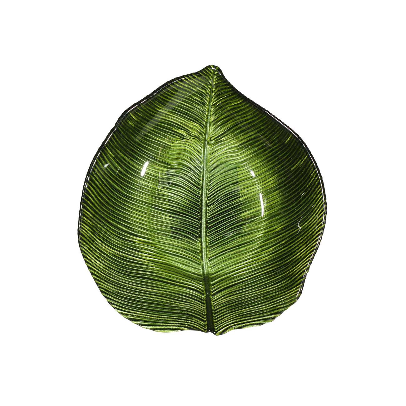 Блюдо, 15 см, стекло, зеленое, Тропический лист, Oasis - фото 1