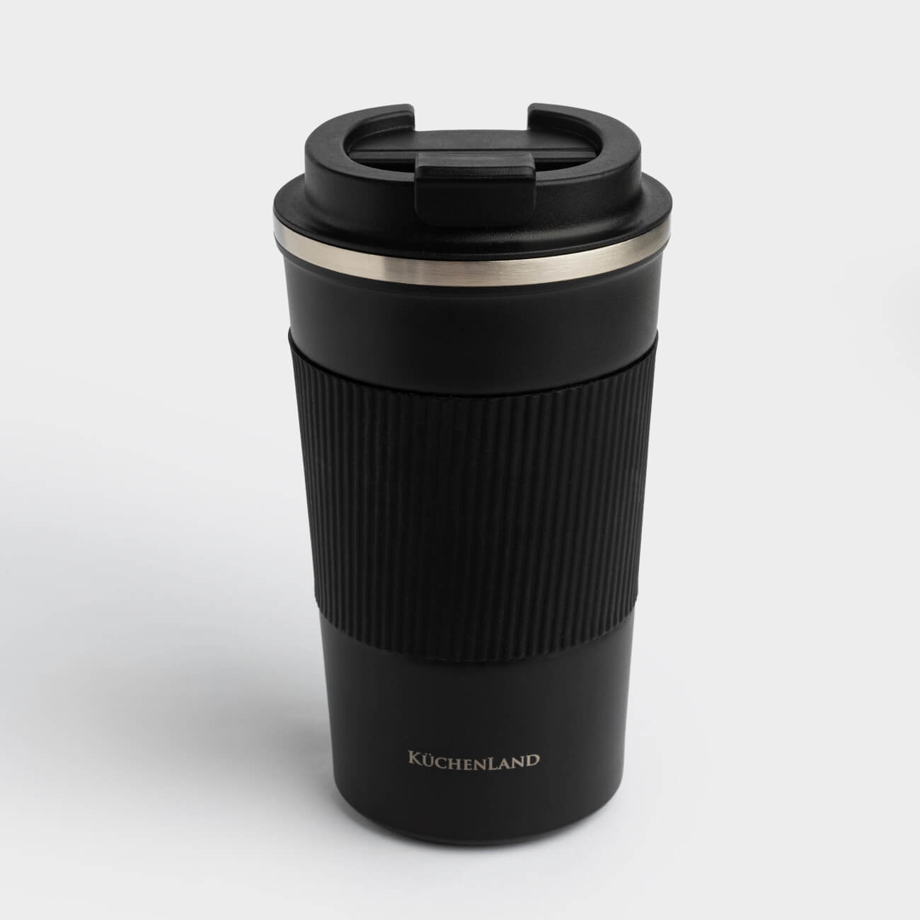Термокружка, 450 мл, с зарфом, сталь/пластик/силикон, черная, Coffee life, image-0