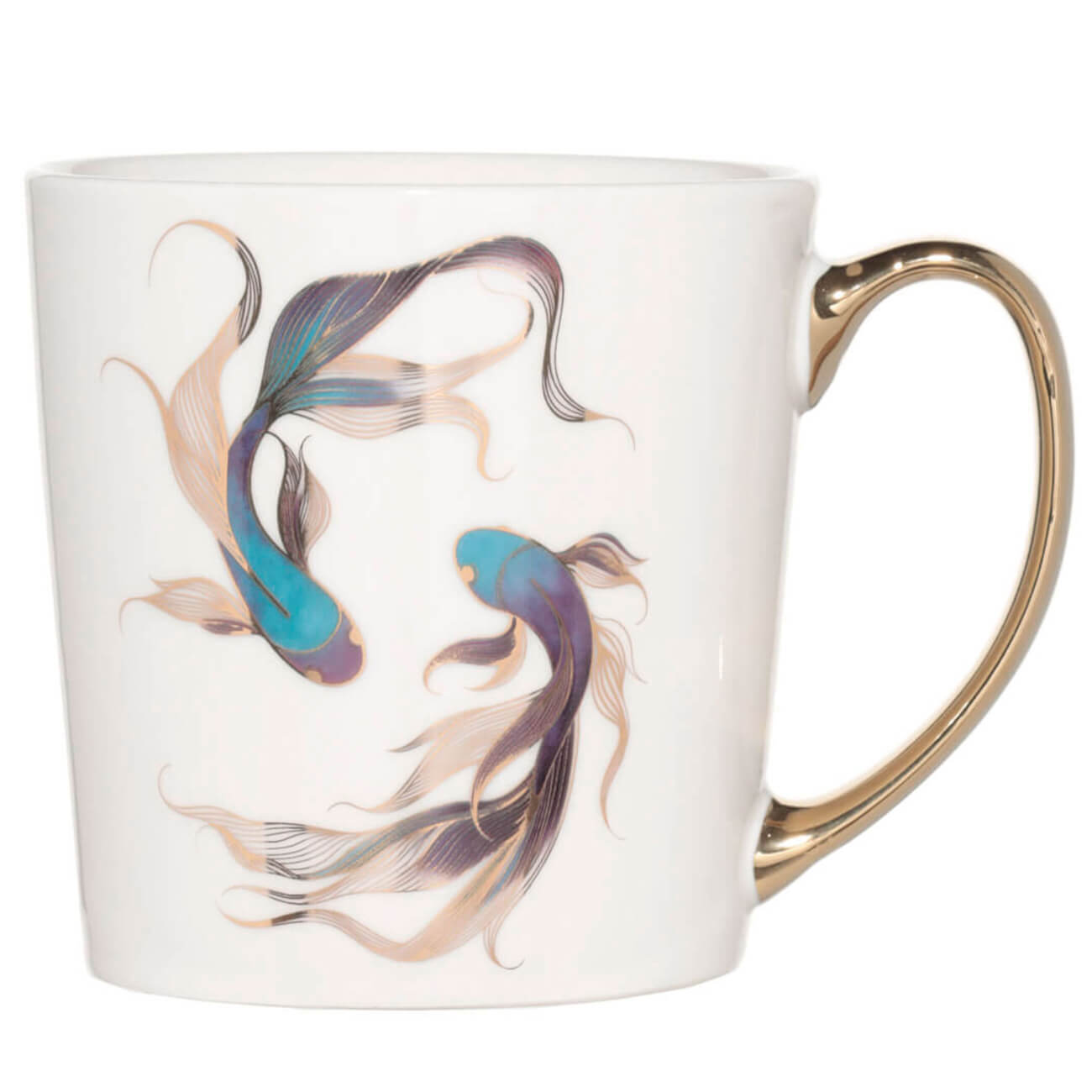 

Кружка, 500 мл, фарфор N, бело-золотистая, Рыбы, Fish print