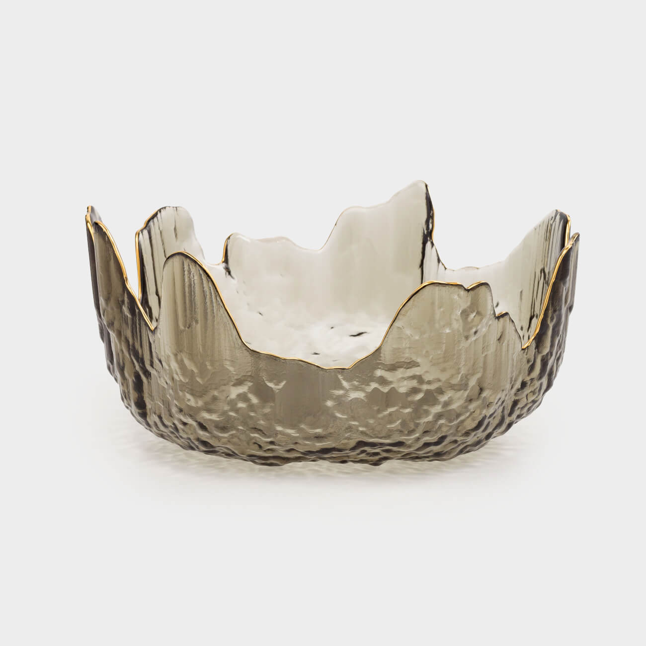 Салатник, 20х9 см, 1,1 л, стекло, серый, с золотистым кантом, Nautilus color, image-0