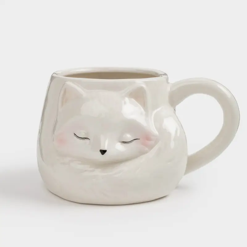 Кружка, 350 мл, керамика, молочная, Лиса спит, Fine foxy, image-0