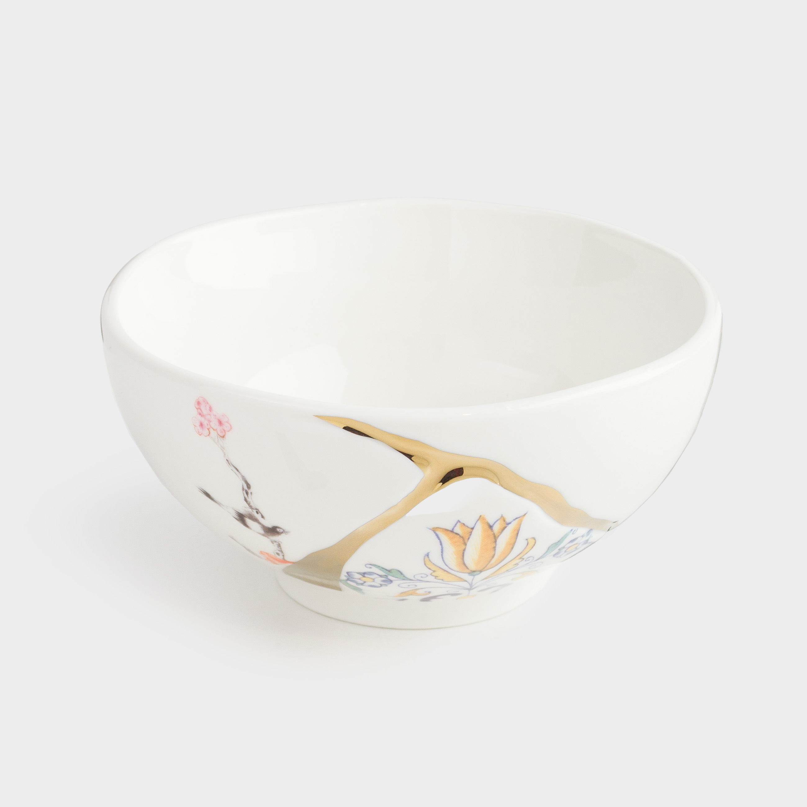 Пиала, 13х6 см, фарфор N, бело-золотистая, Кинцуги, Kintsugi