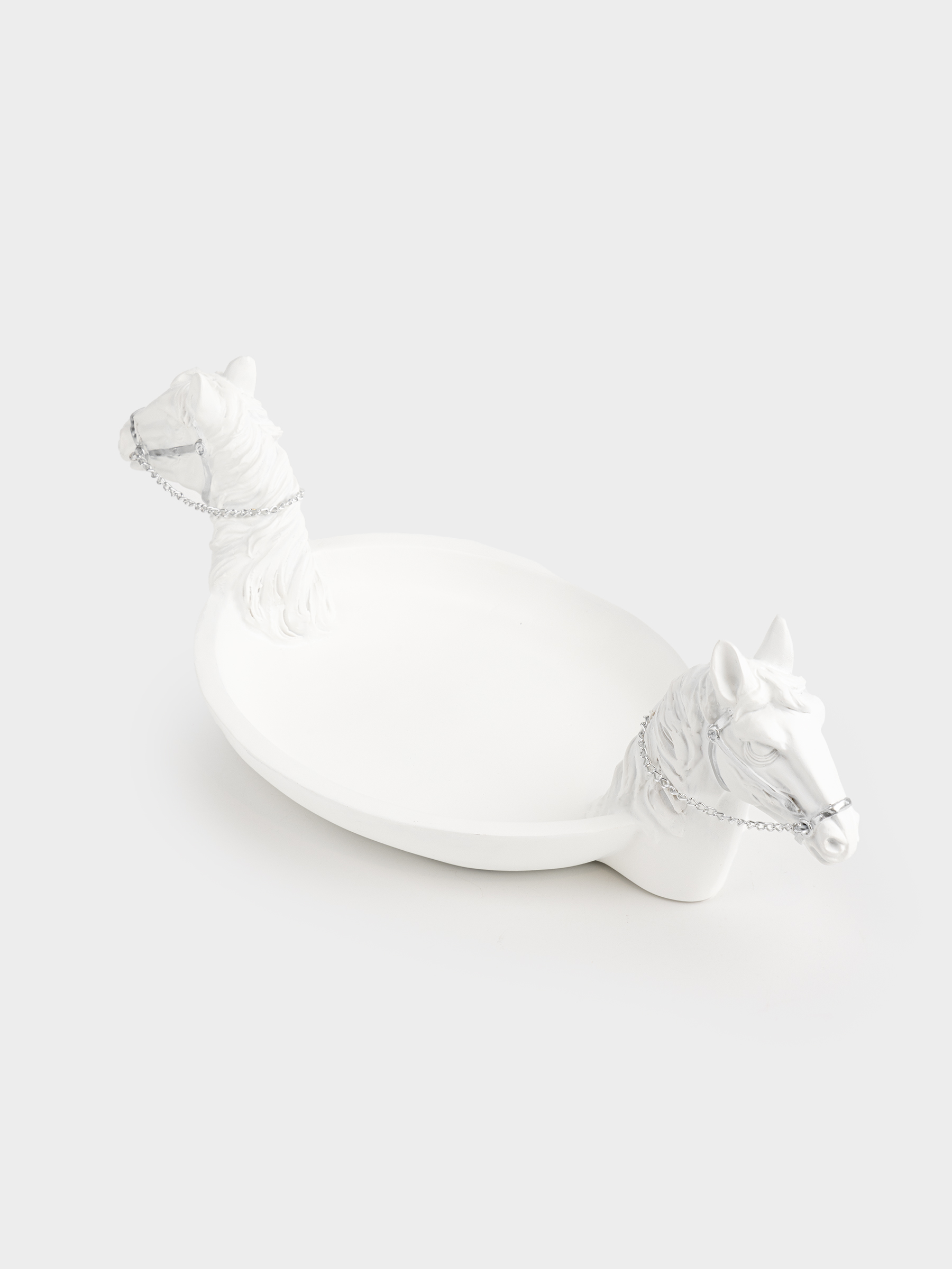 Блюдо декоративное, 34x16x12 см, полирезин, бело-серебристое, Кони, Horses, image-3