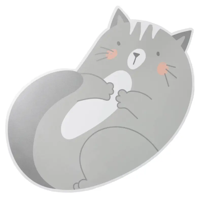 Салфетка под приборы, 47х30 см, пластик, фигурная, серая, Кот, Grey cat, image-0