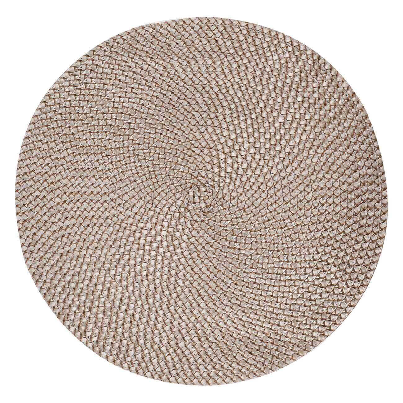 Салфетка под приборы, 38 см, полипропилен/ПЭТ, круглая, песочная, Circle Braid изображение № 1